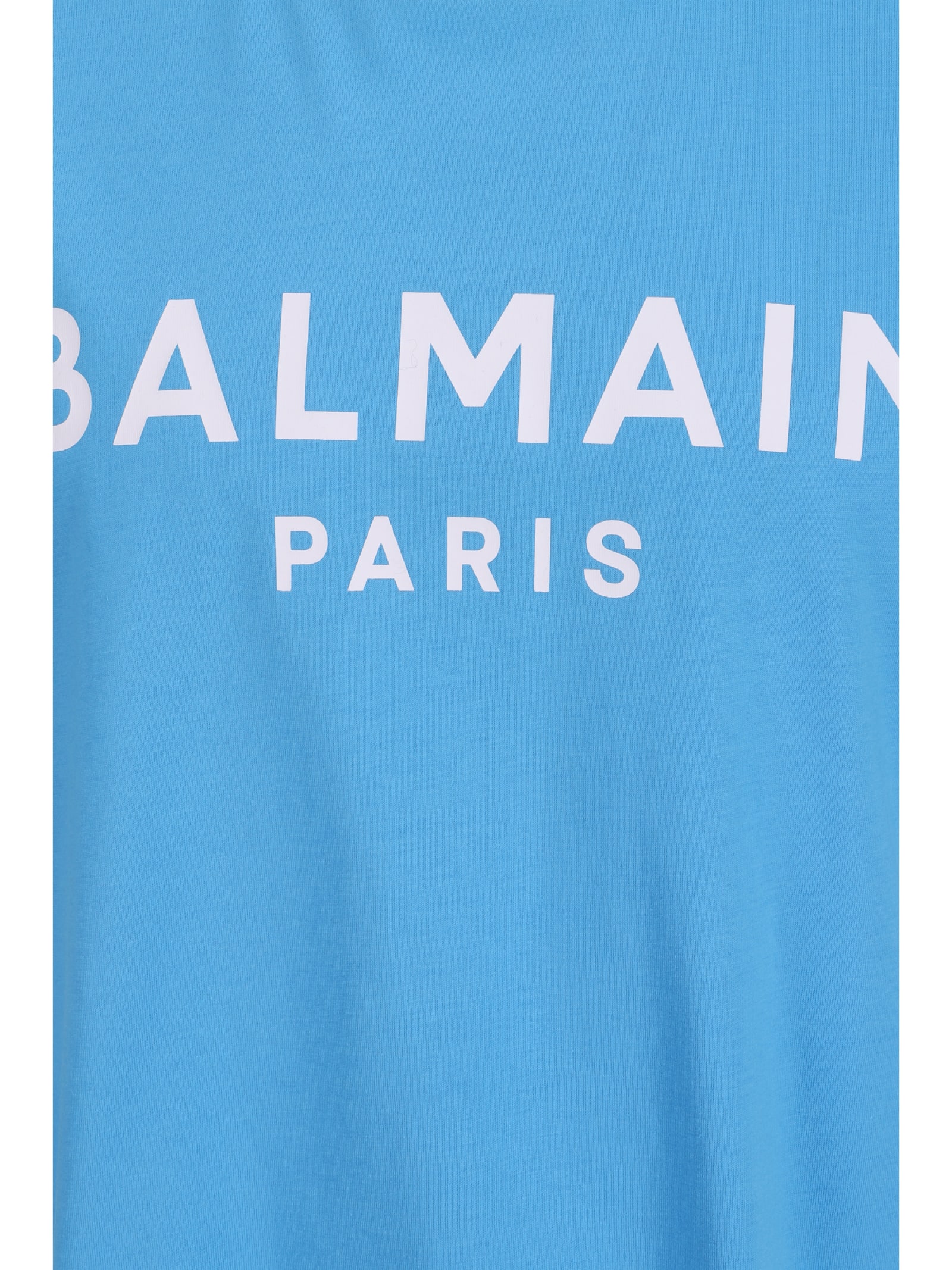 Shop Balmain T-shirt In Sme Bleu Ciel/ Blanc