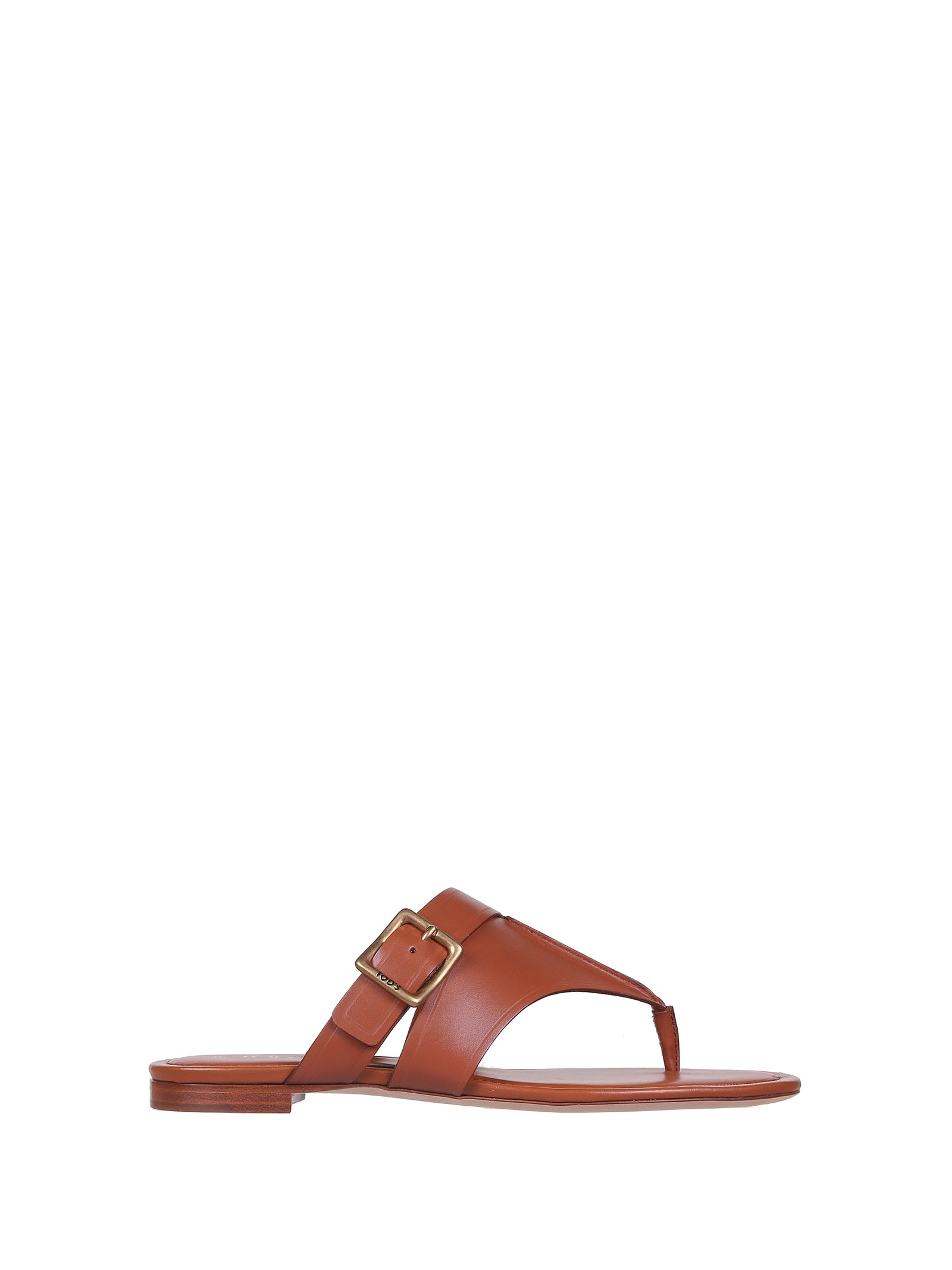 Tods Thong Sandals In Tan Leather