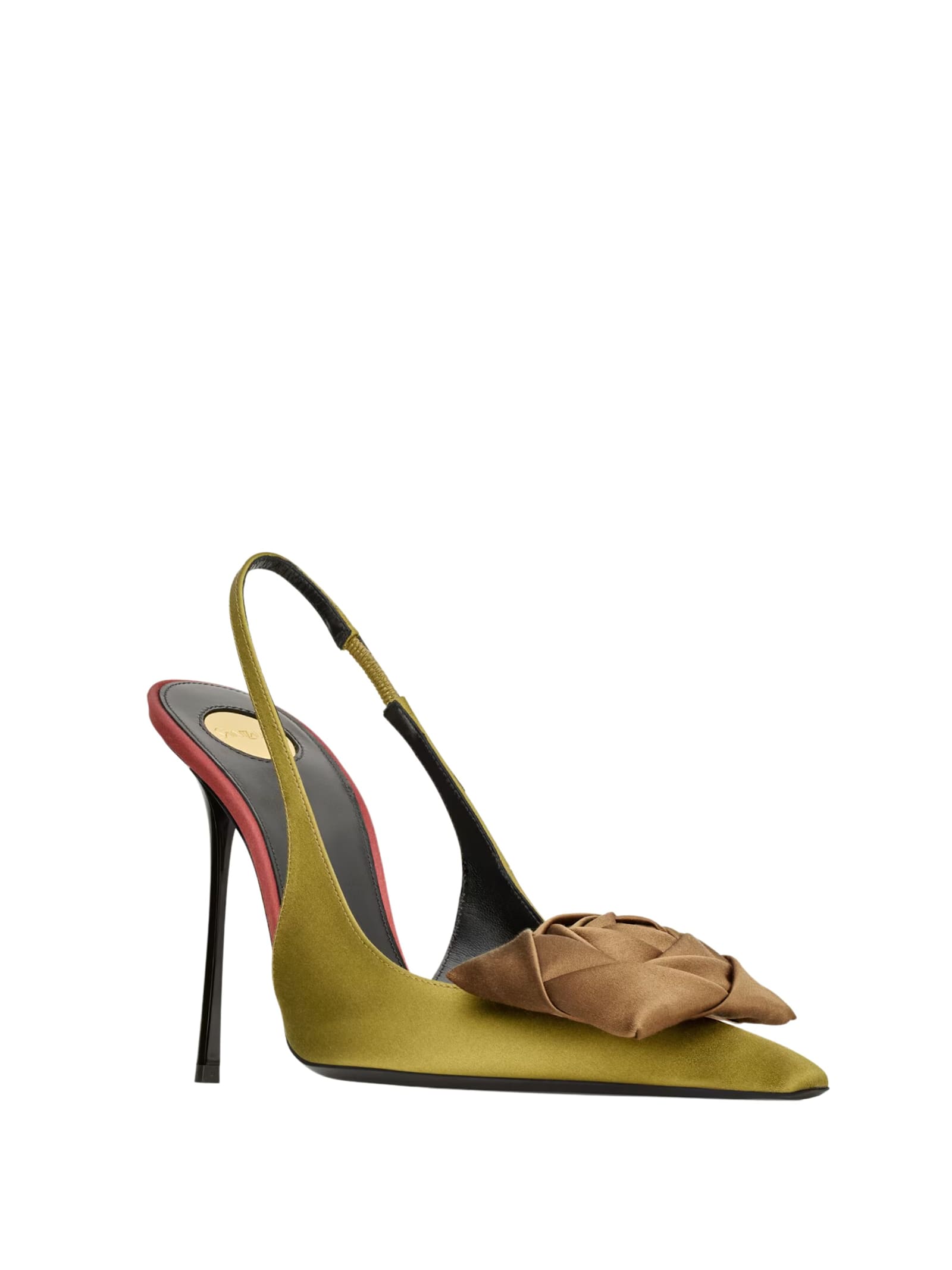 Saint Laurent Satin Embellished Amalia Slingback Pumps 110 In Green
