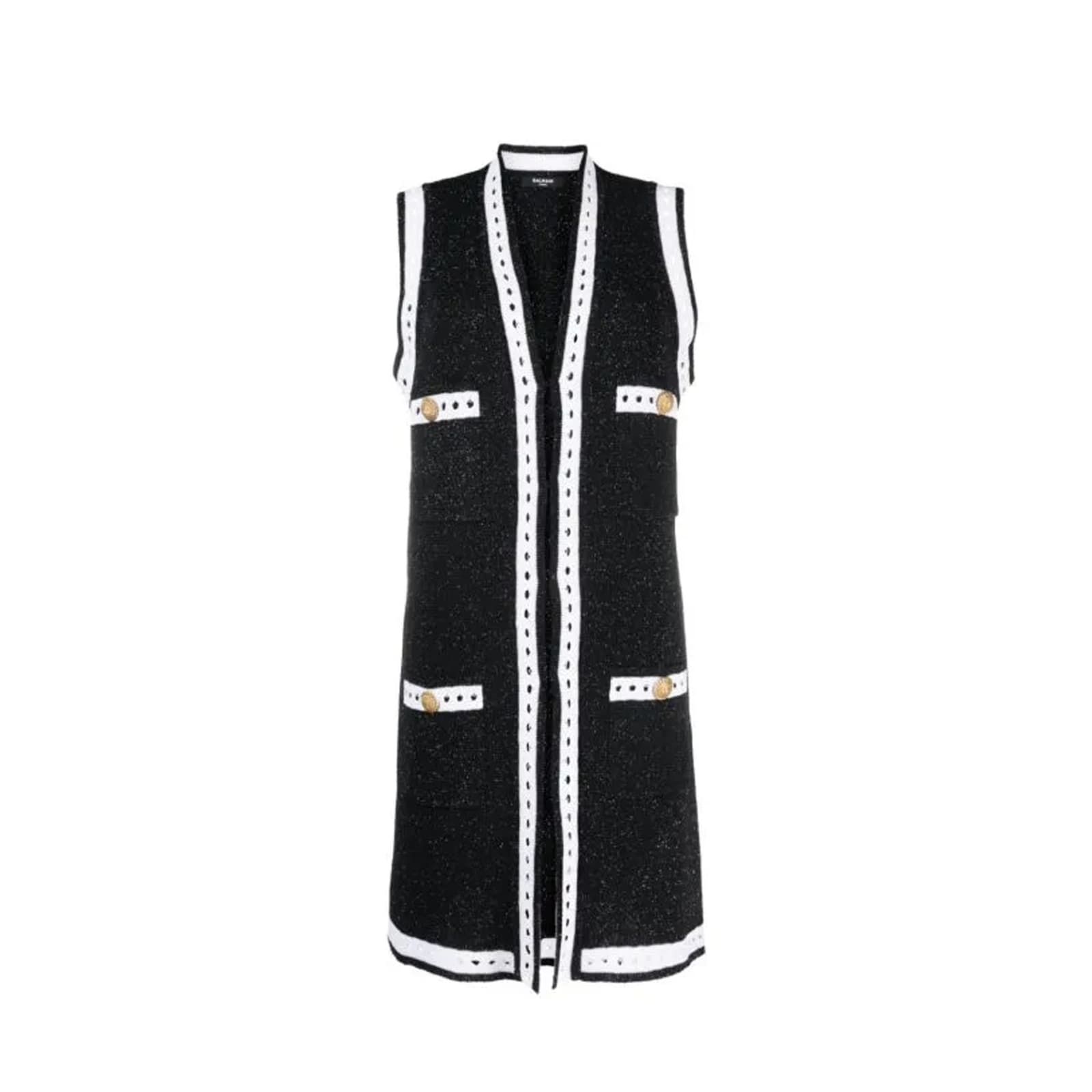 Shop Balmain Maxi Cardigan In Black