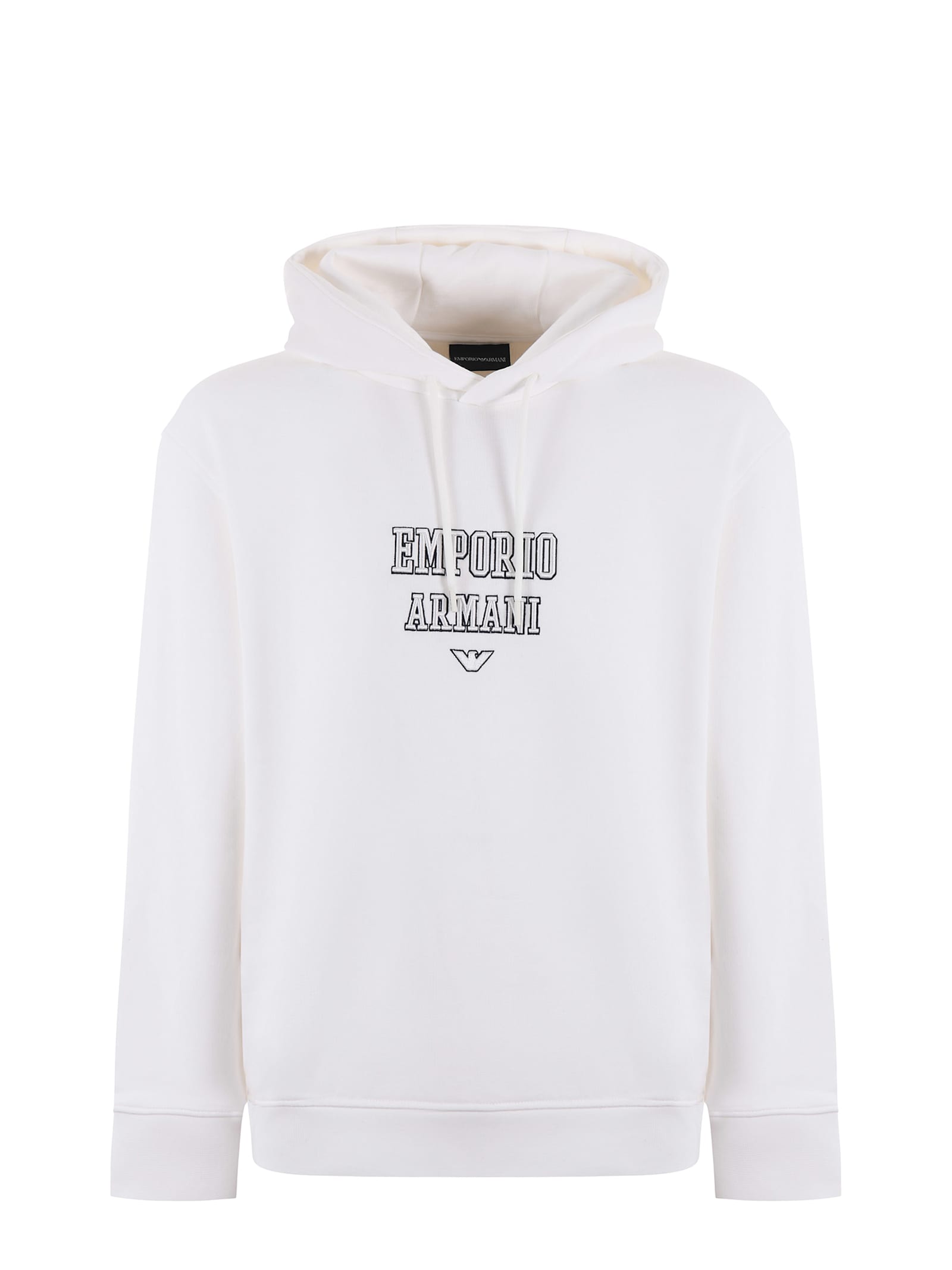 Shop Emporio Armani Cotton Sweatshirt In Bianco Latte