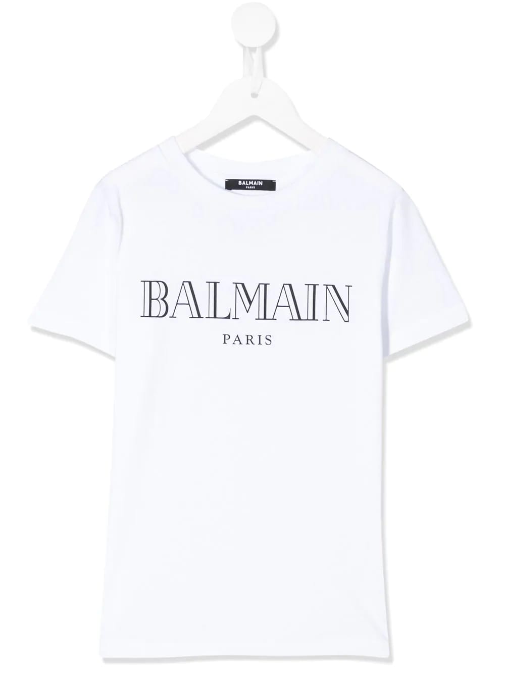 Balmain Unisex Kid White T-shirt With Black Logo