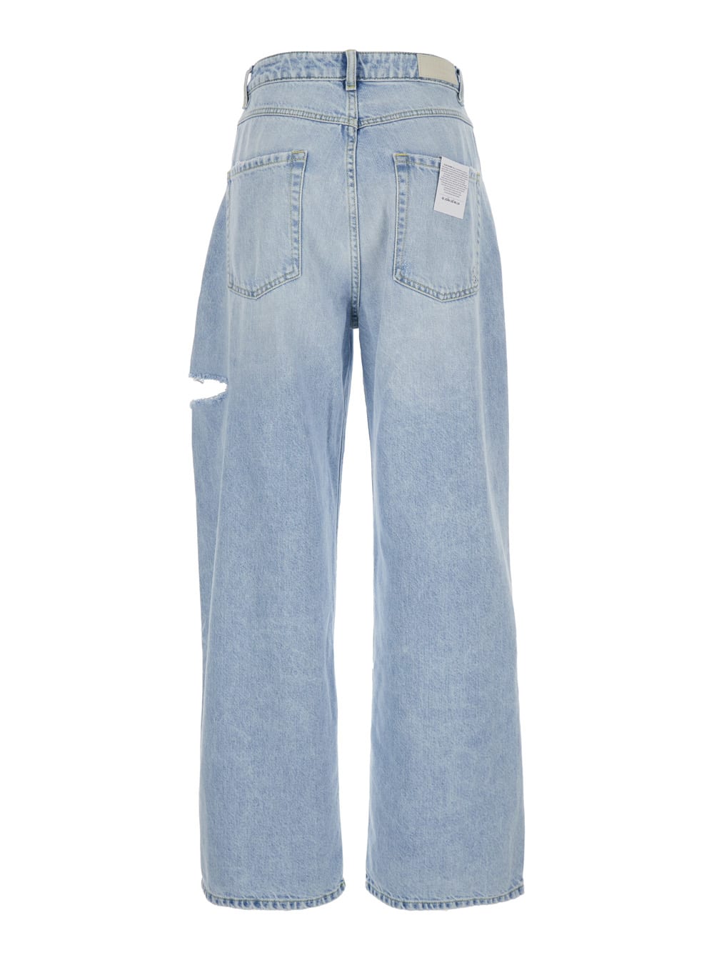 Shop Icon Denim Poppy Light Blue Wide Jeans With Cut-out In Cotton Denim Woman