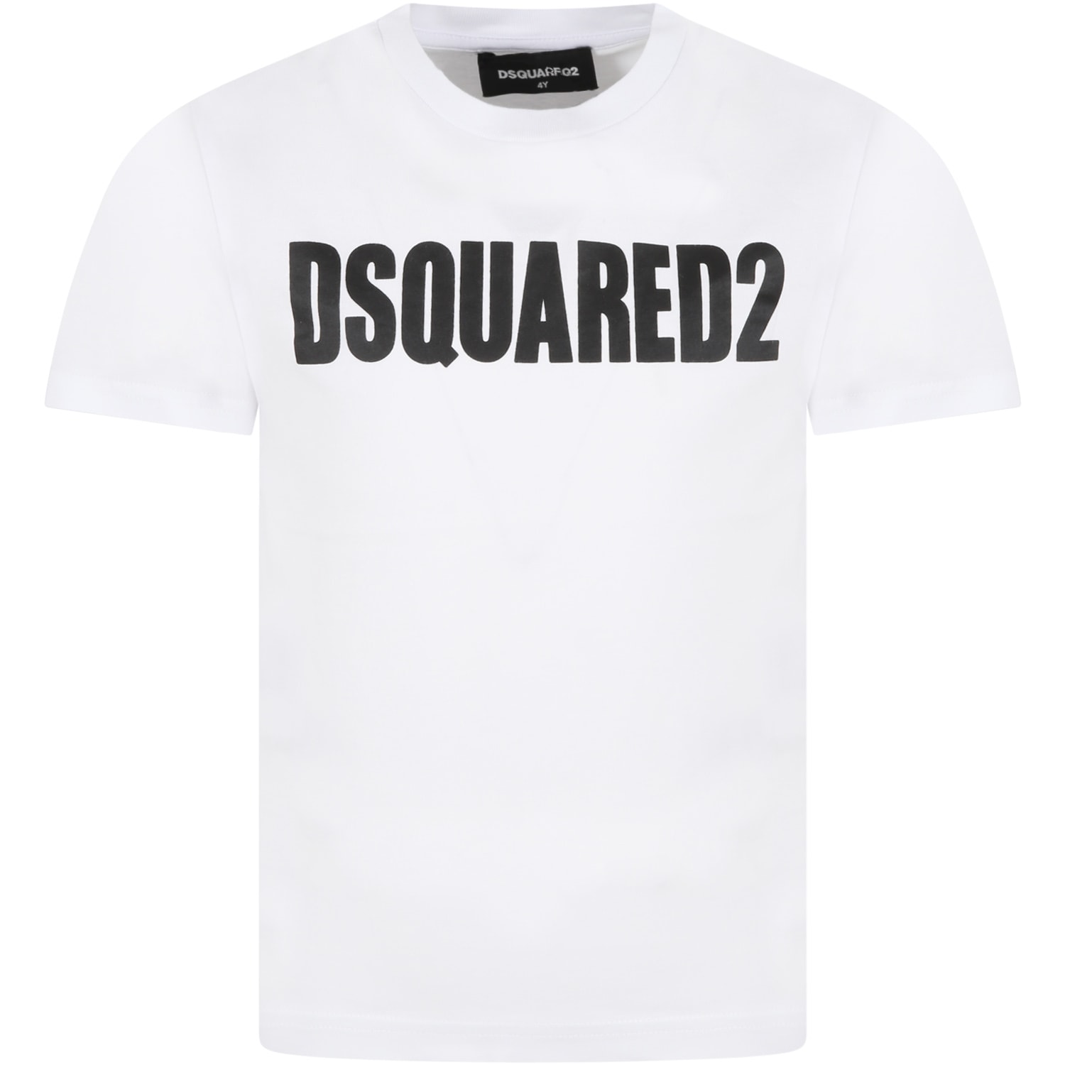 Dsquared2 White T-shirt For Kids With Black Logo