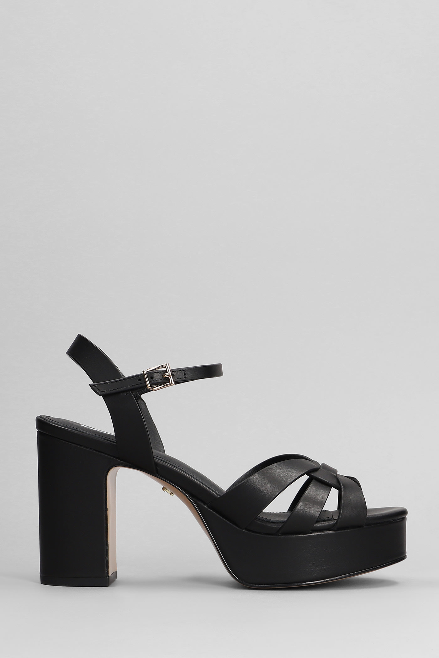 Shop Lola Cruz Aria Platform 95 Sandals In Black Leather