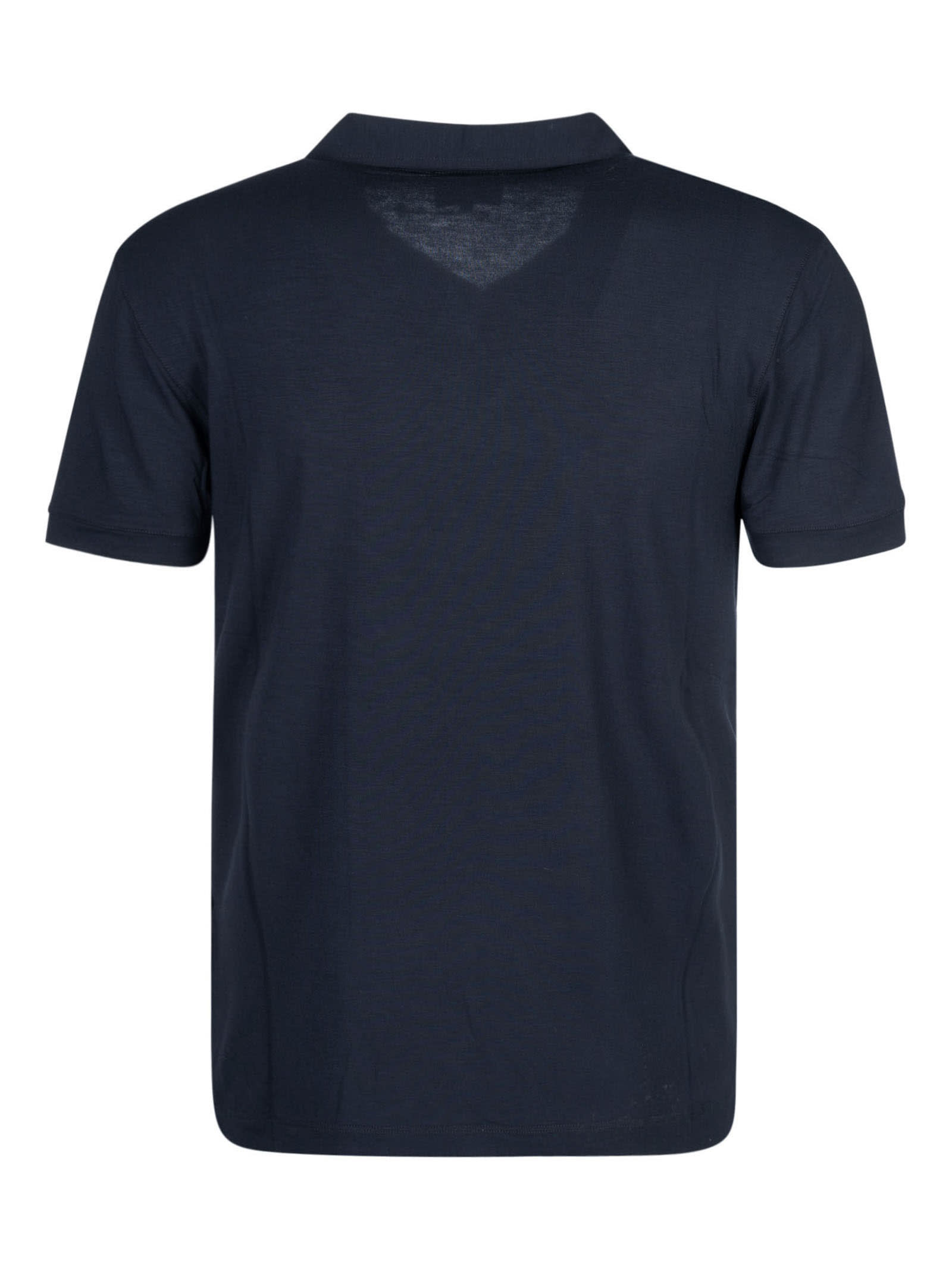 Shop Giorgio Armani Button-less Collar Polo Shirt In Blu Navy