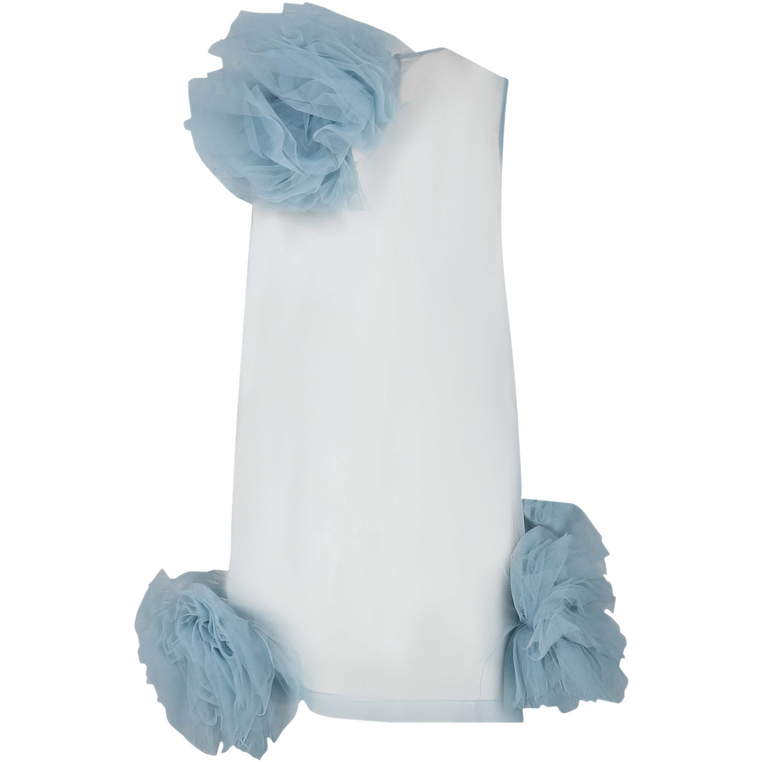 Shop Caroline Bosmans Light Blue Dress For Girl With Flowers