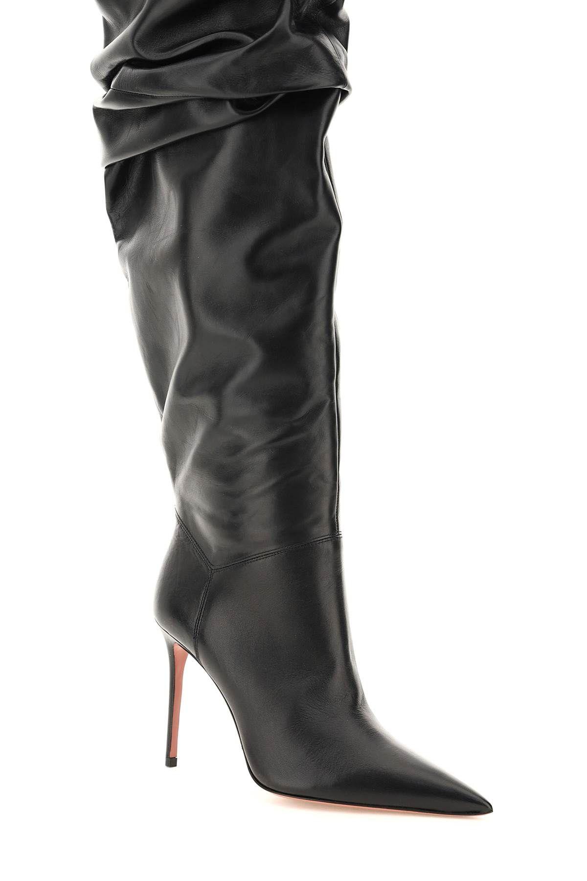 Shop Amina Muaddi Jahleel Thigh-high Boots In Black