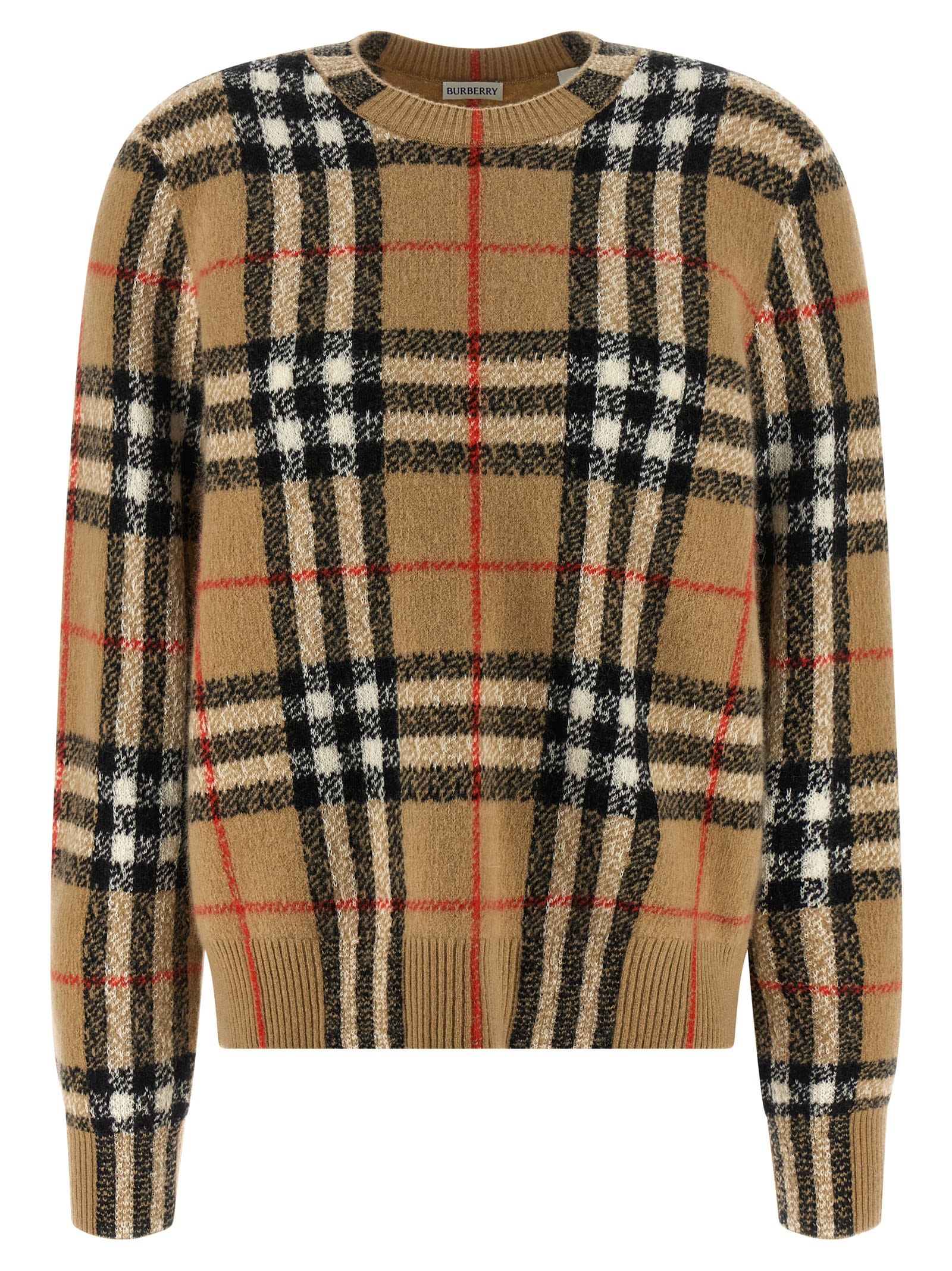 Burberry Check Wool And Cashmere Cardigan In Brown
