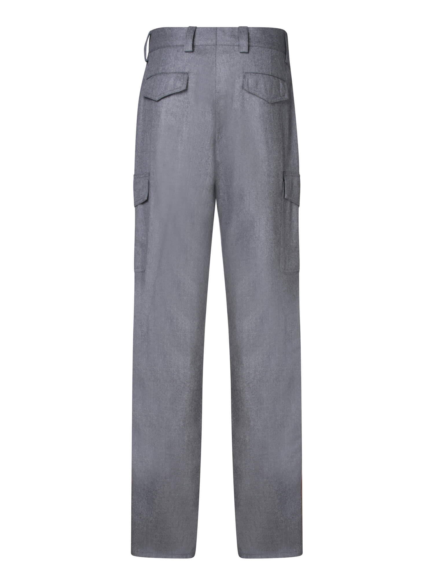 Shop Brunello Cucinelli Grey Flannel Cargo Pants