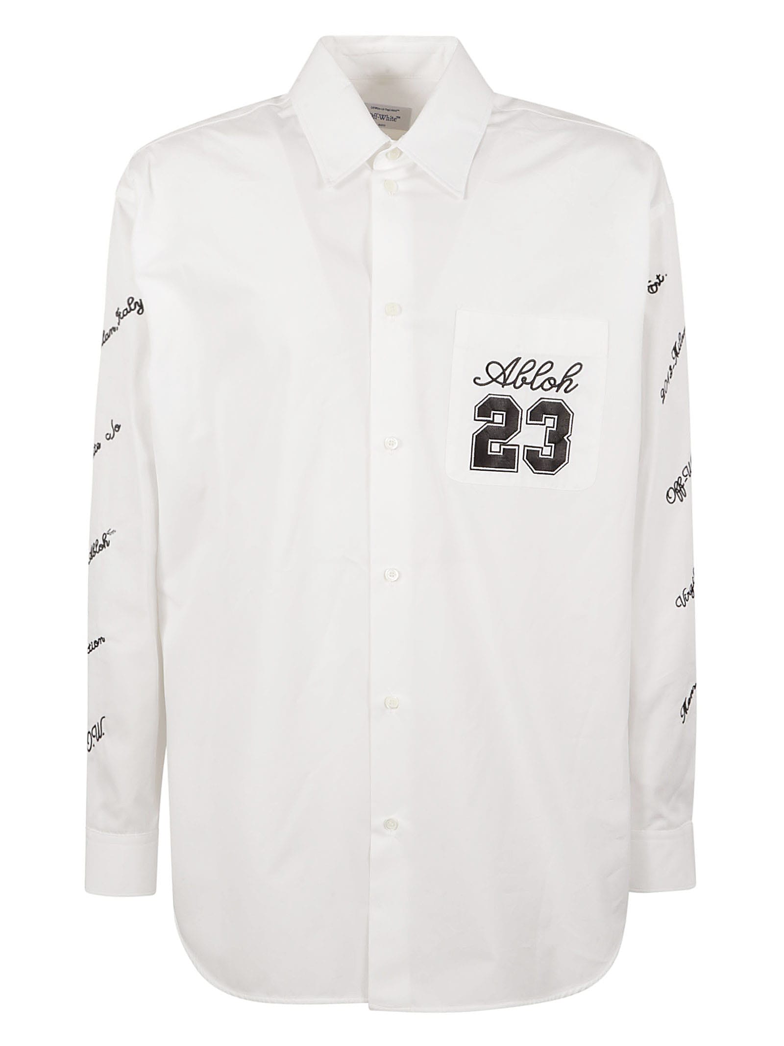 Shop Off-white 23 Logo Heavycot Overshirt In White/black