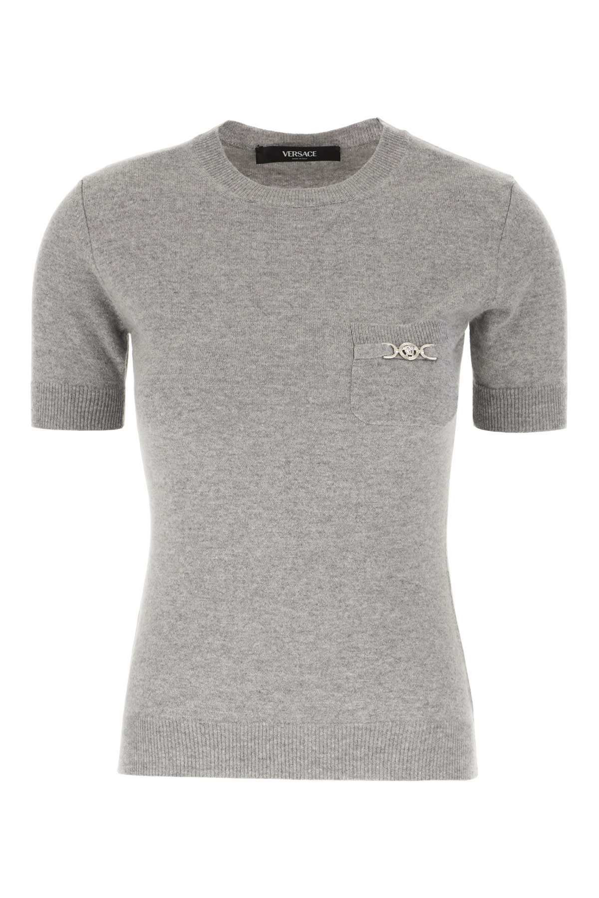 Versace Melange Grey Wool Blend Sweater In Concretemelange