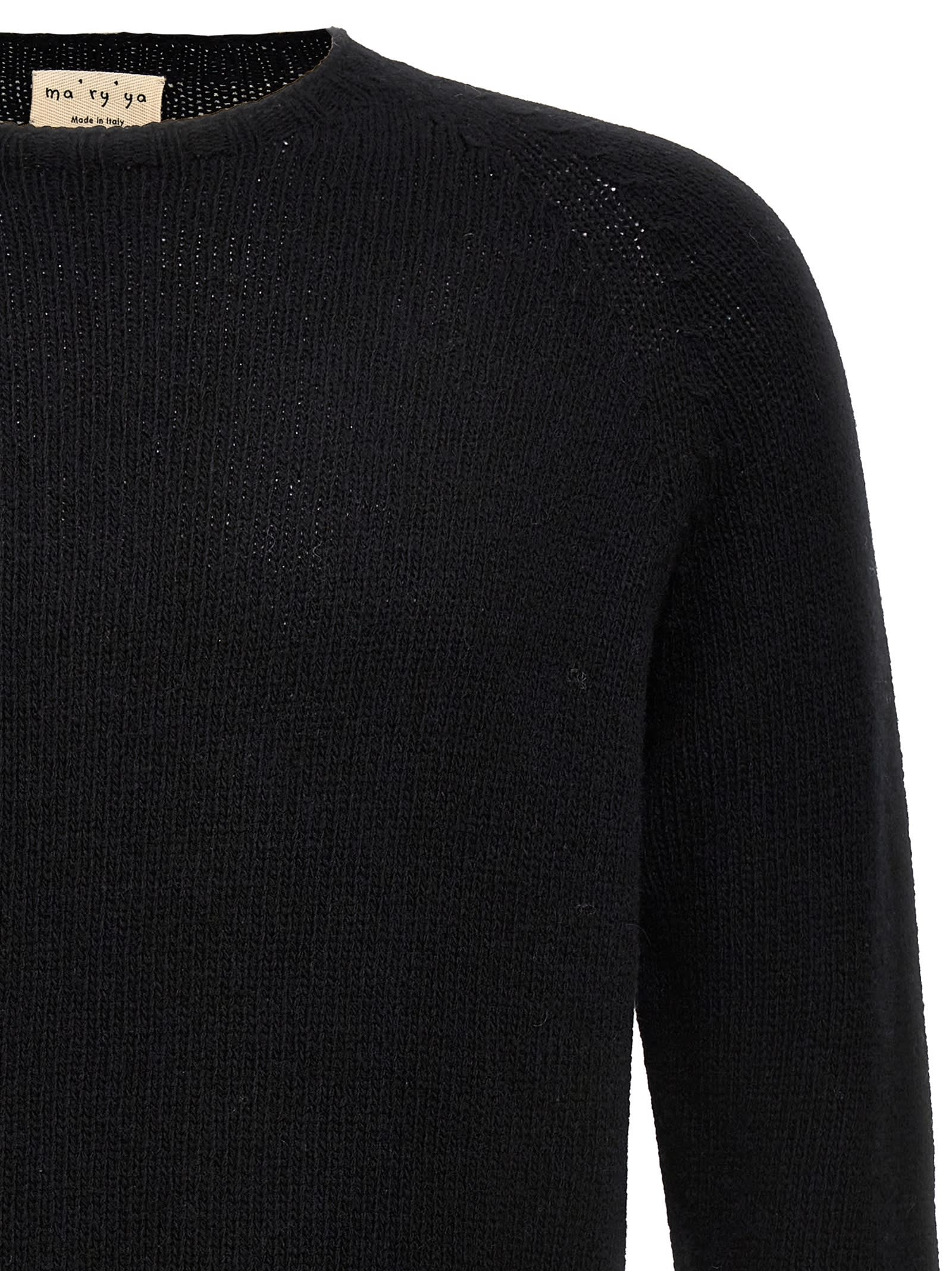 Ma'ry'ya Cashmere Blend Wool Sweater With Ribbed Detailing In Black