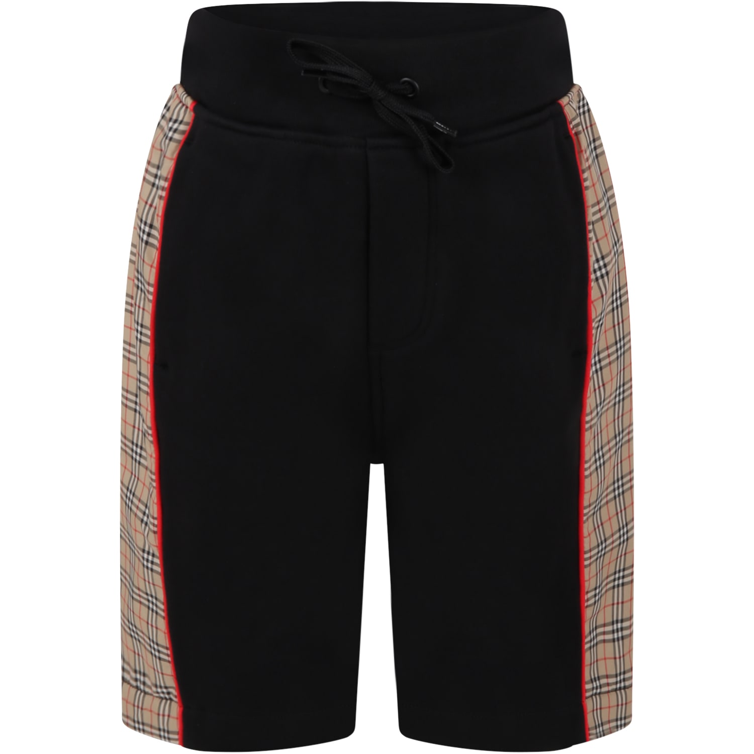 Burberry Black Shorts For Boy With Check Vintage
