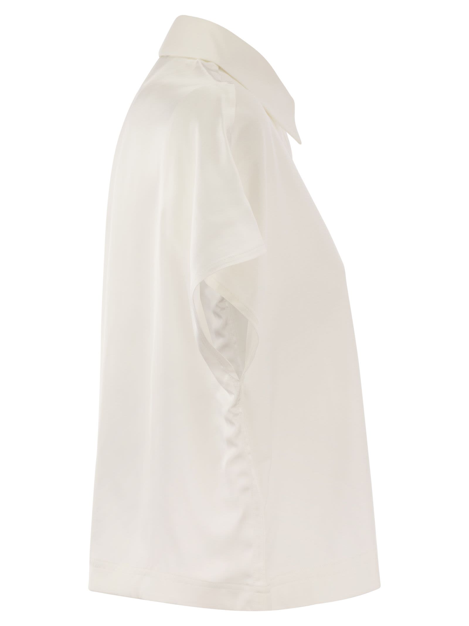 Shop Fabiana Filippi Cotton Cropped Polo Shirt In White
