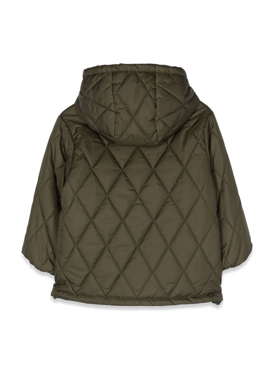 Shop Aspesi Quilted Down Jacket With Hood In Military Green