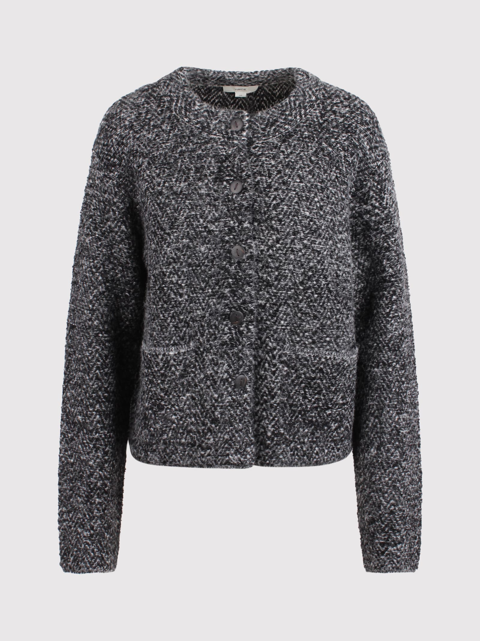 Herringbone Wool Blend Cardigan Jacket