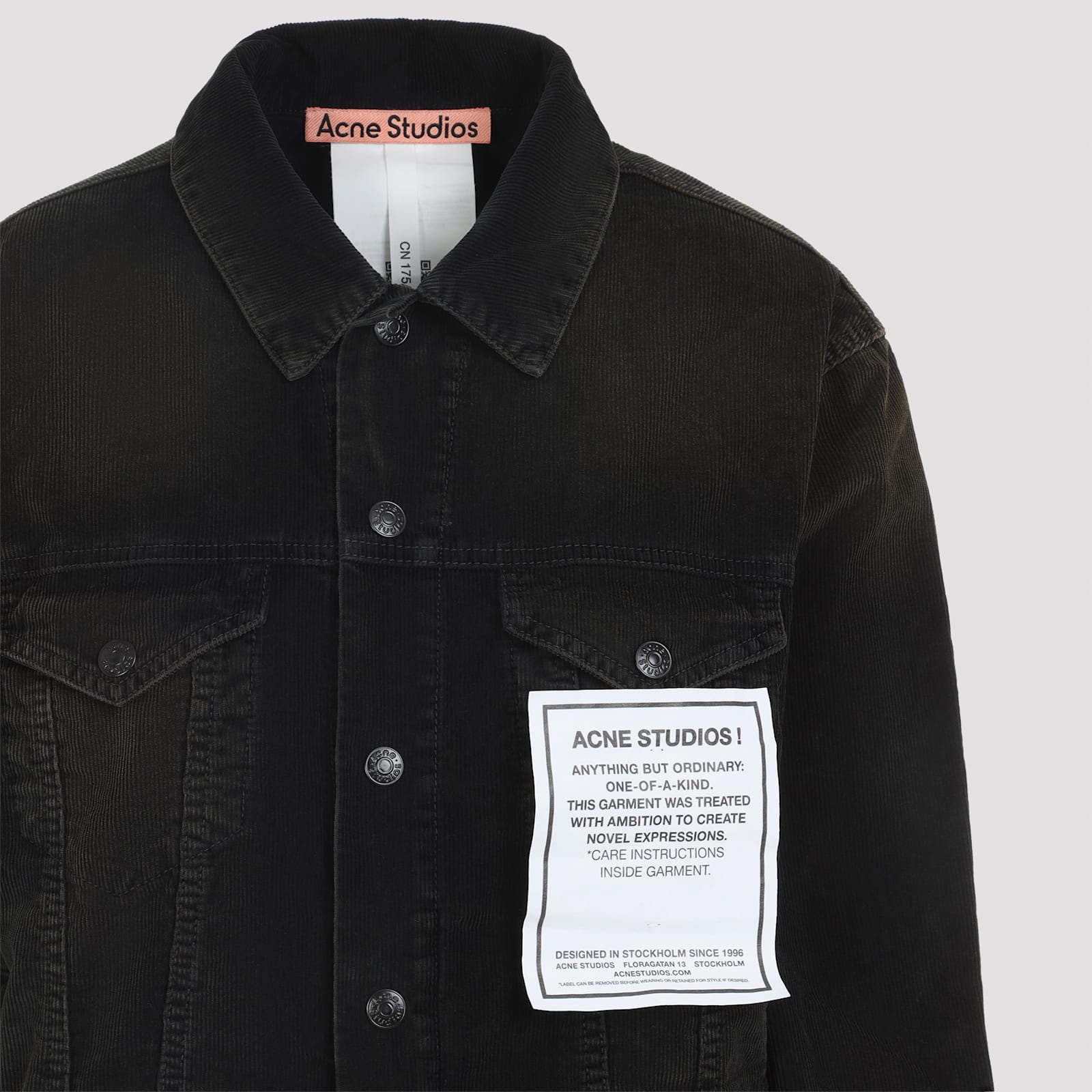 Acne Studios Long Sleeve Jacket With Collared Neck And Pockets In Black