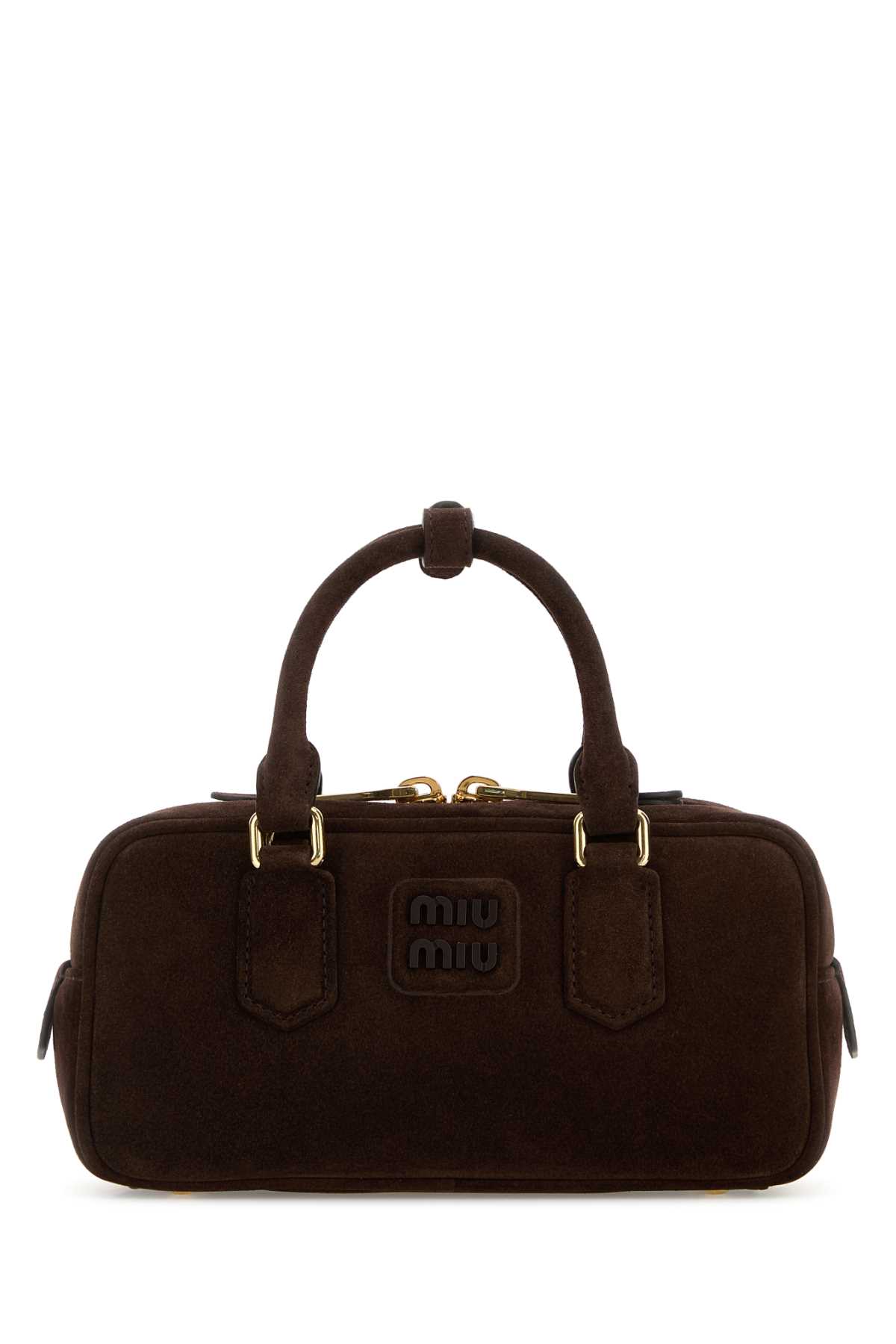 Miu Miu Dark Brown Suede Arcadie Handbag In Brown