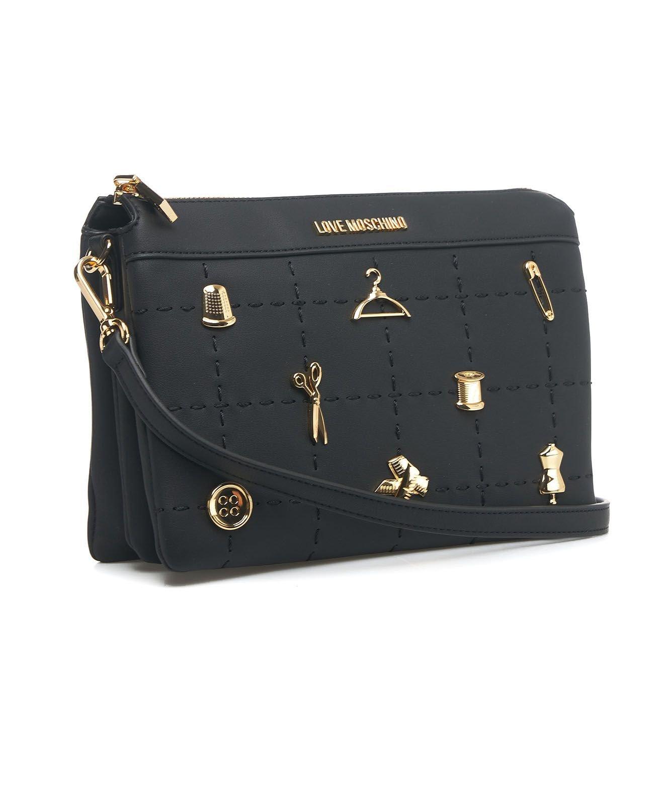 Shop Love Moschino Logo-lettering Zipped Crossbody Bag In Nero