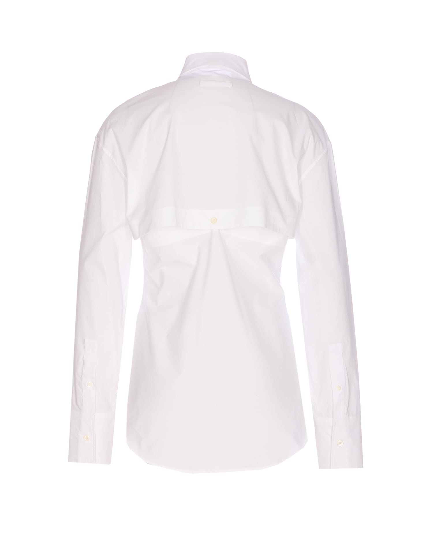 Jean Paul Gaultier Collared Long Sleeve Shirt With Unique Hem In White