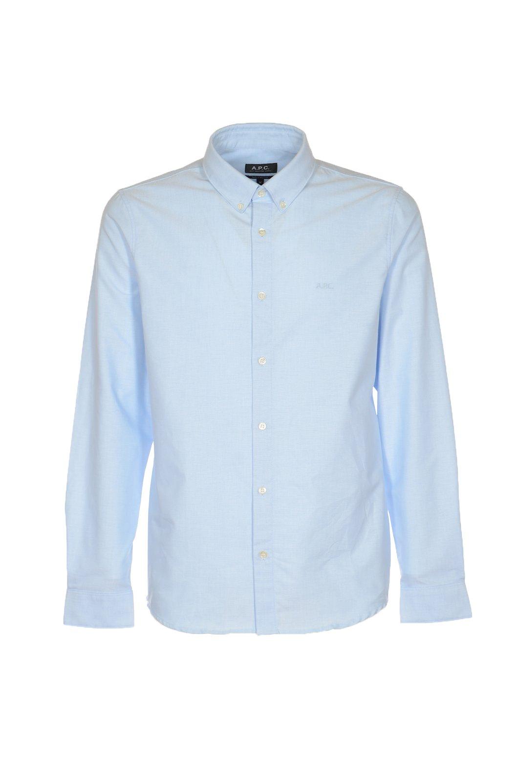 Shop Apc Buttoned Long-sleeved Shirt In Clear Blue