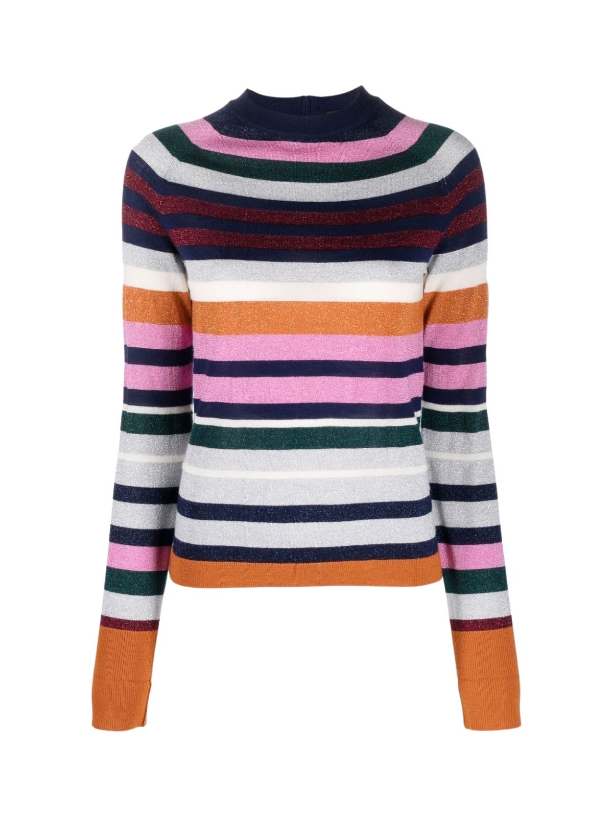 PS by Paul Smith Striped Crew Neck Sweater W/zip On Back