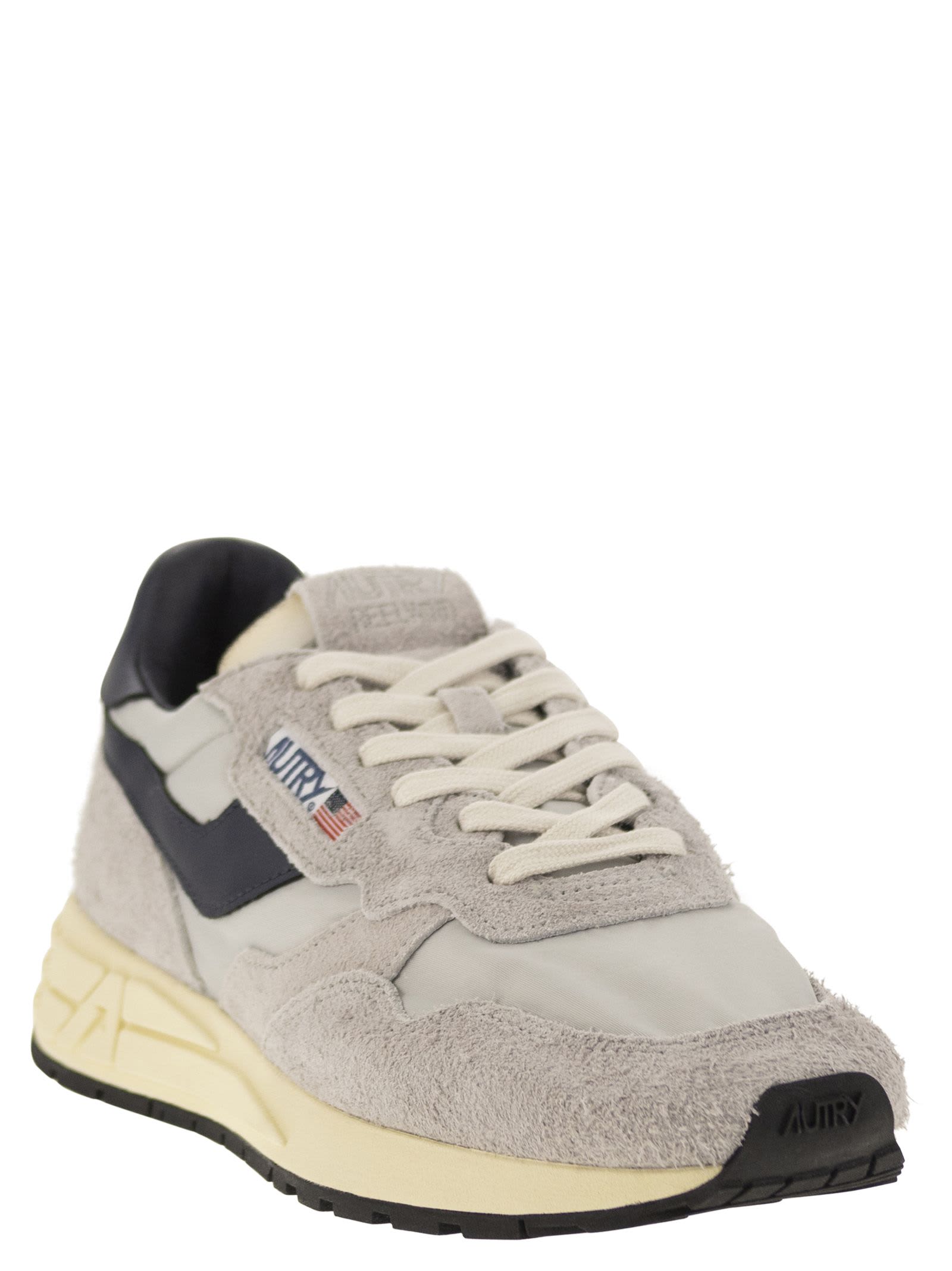 Shop Autry Reelwind - Suede And Technical Textile Trainer In Light Grey