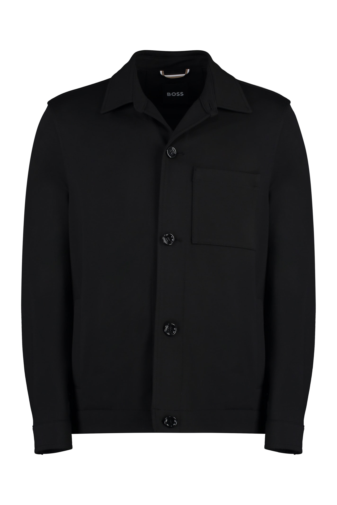 Shop Hugo Boss Fabric Overshirt In Black