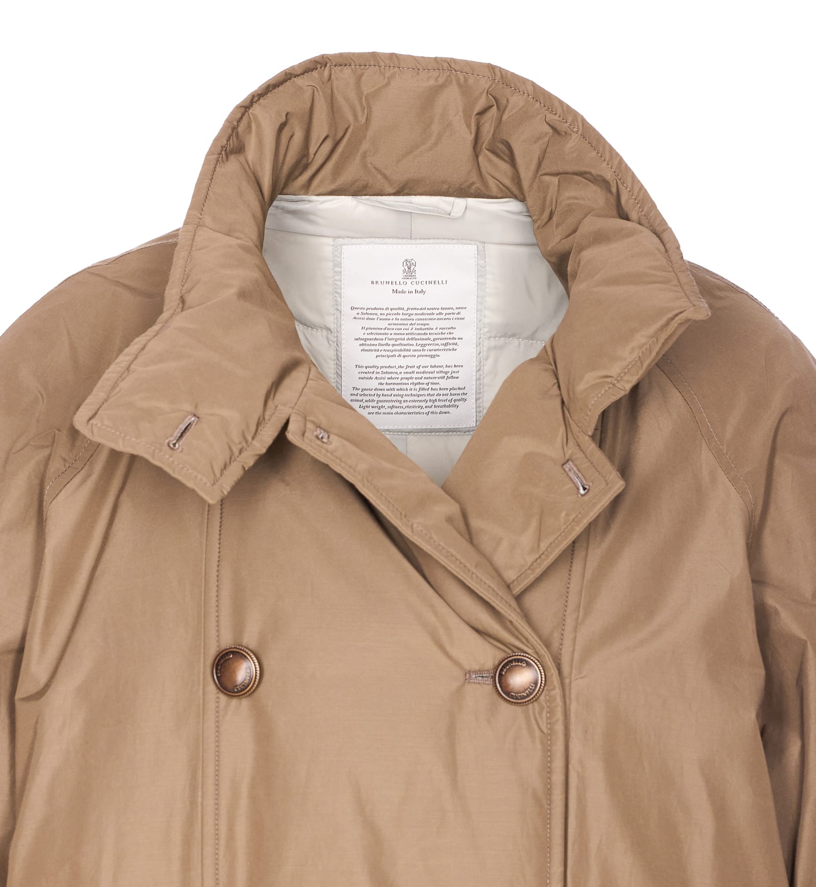 Brunello Cucinelli Short Button Detailing Down Jacket In Neutral