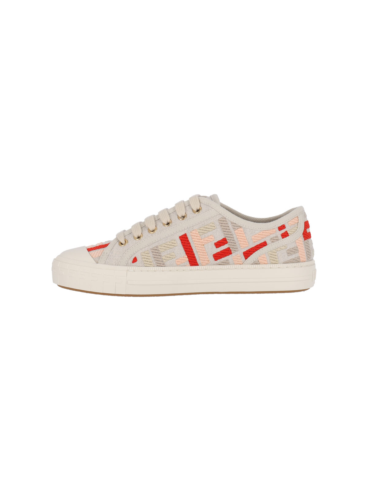 Fendi Canvas Domino Sneakers Featuring Low-top Silhouette