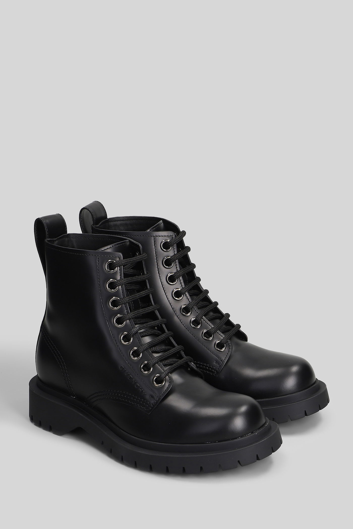 Givenchy Lace Up Boot Combat Boots In Black Leather In Black