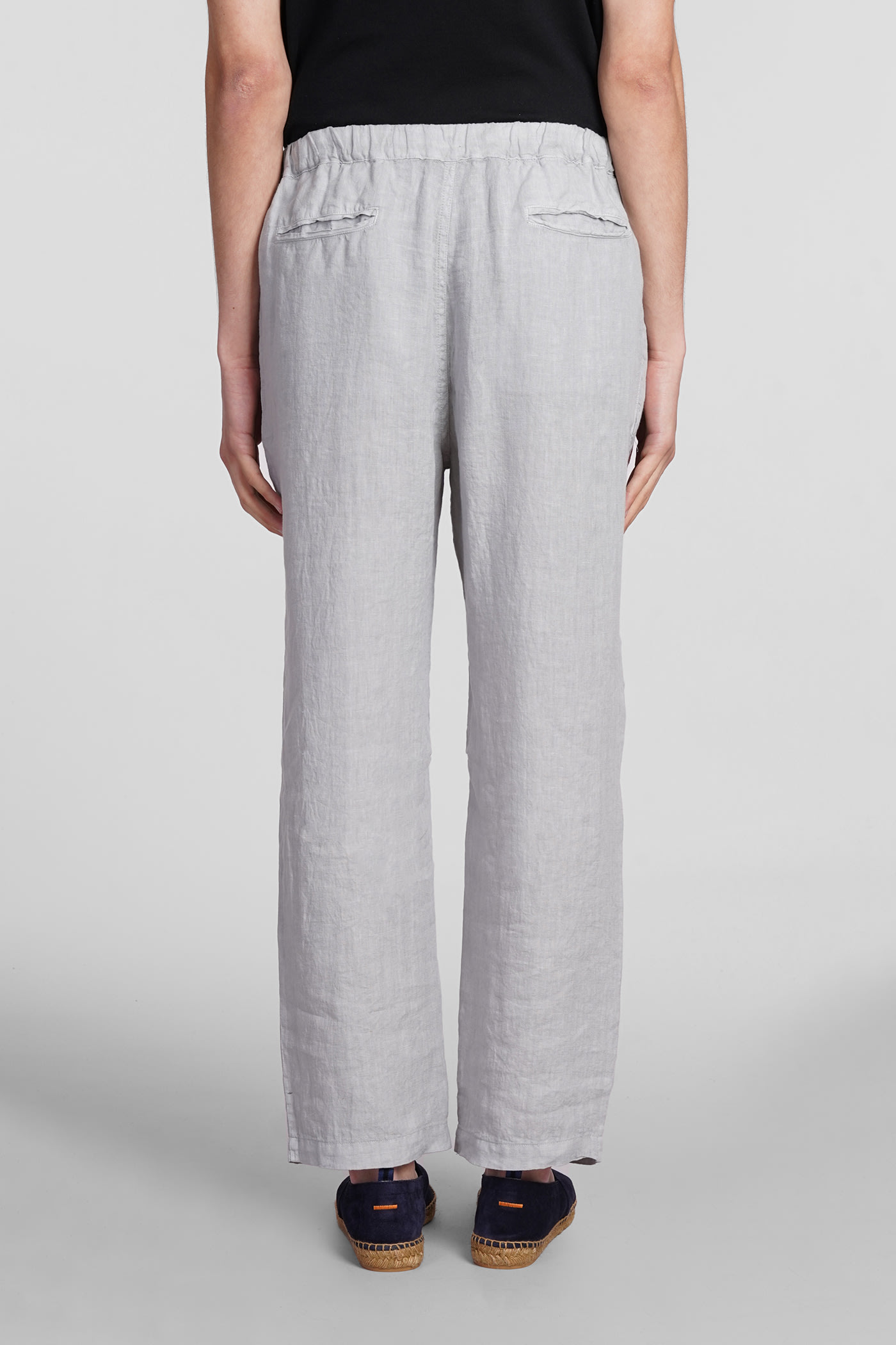 Shop Massimo Alba Keywest Pants In Grey Linen In Silver