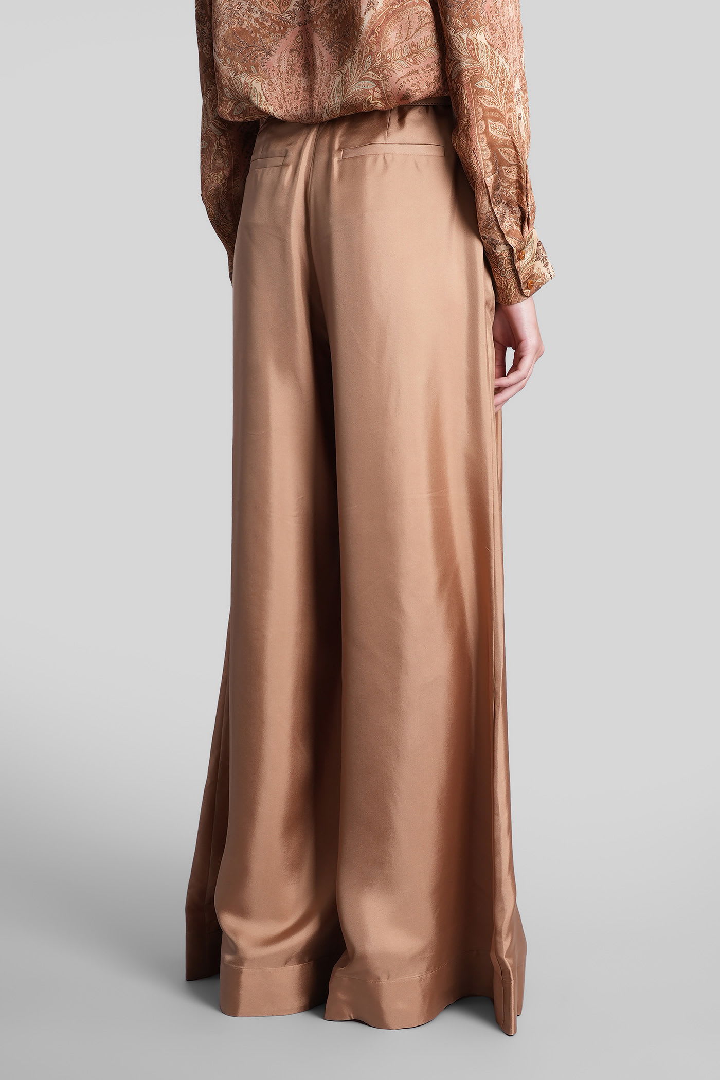 Zimmermann Silk Pintuck Pant In Blush In Brown