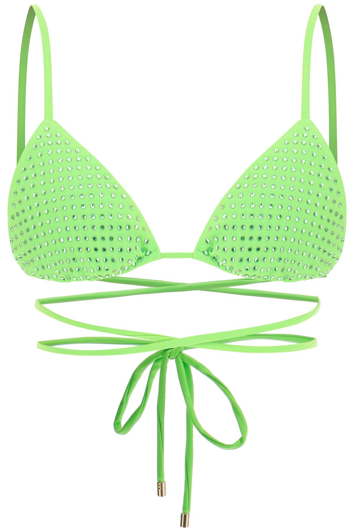 Shop Self-portrait Rhinestone Triangle Bikini Top In Green (green)