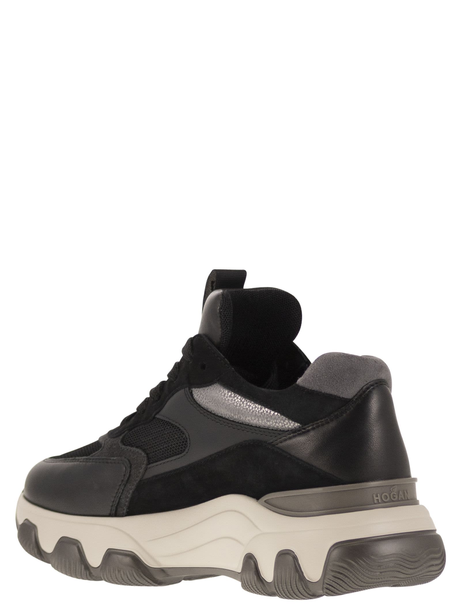 Shop Hogan Hyperactive - Leather And Fabric Trainers In Black