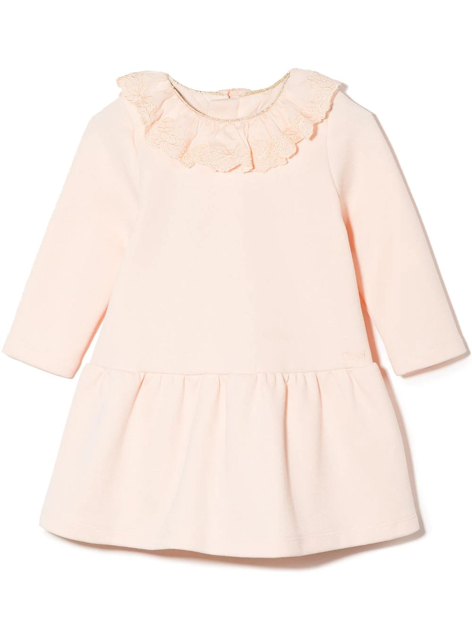 Chloé Pale-pink Stretch-cotton Blend Dress