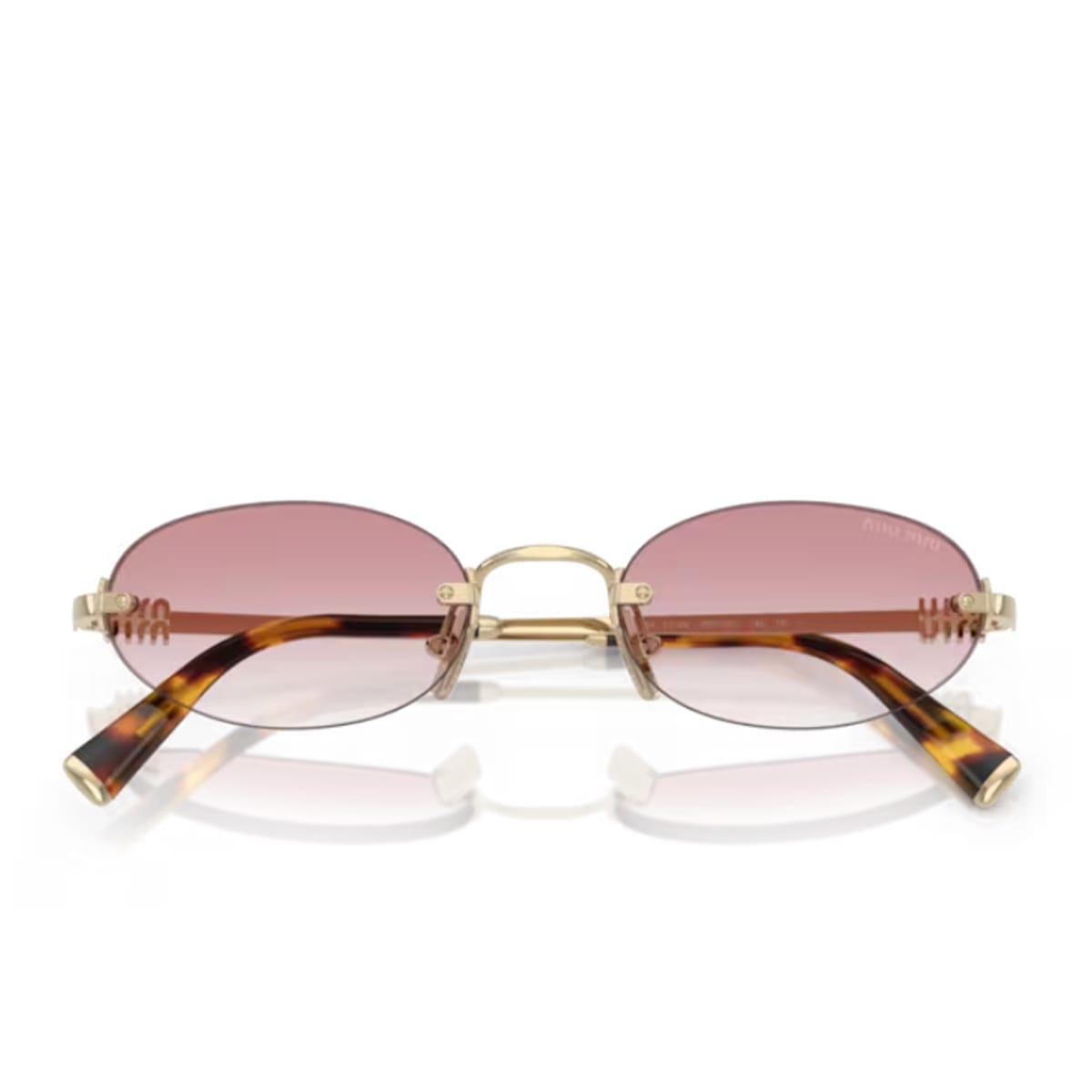 Miu Miu Womens Gold Mu A54s Oval-frame Metal Sunglasses In Neutral