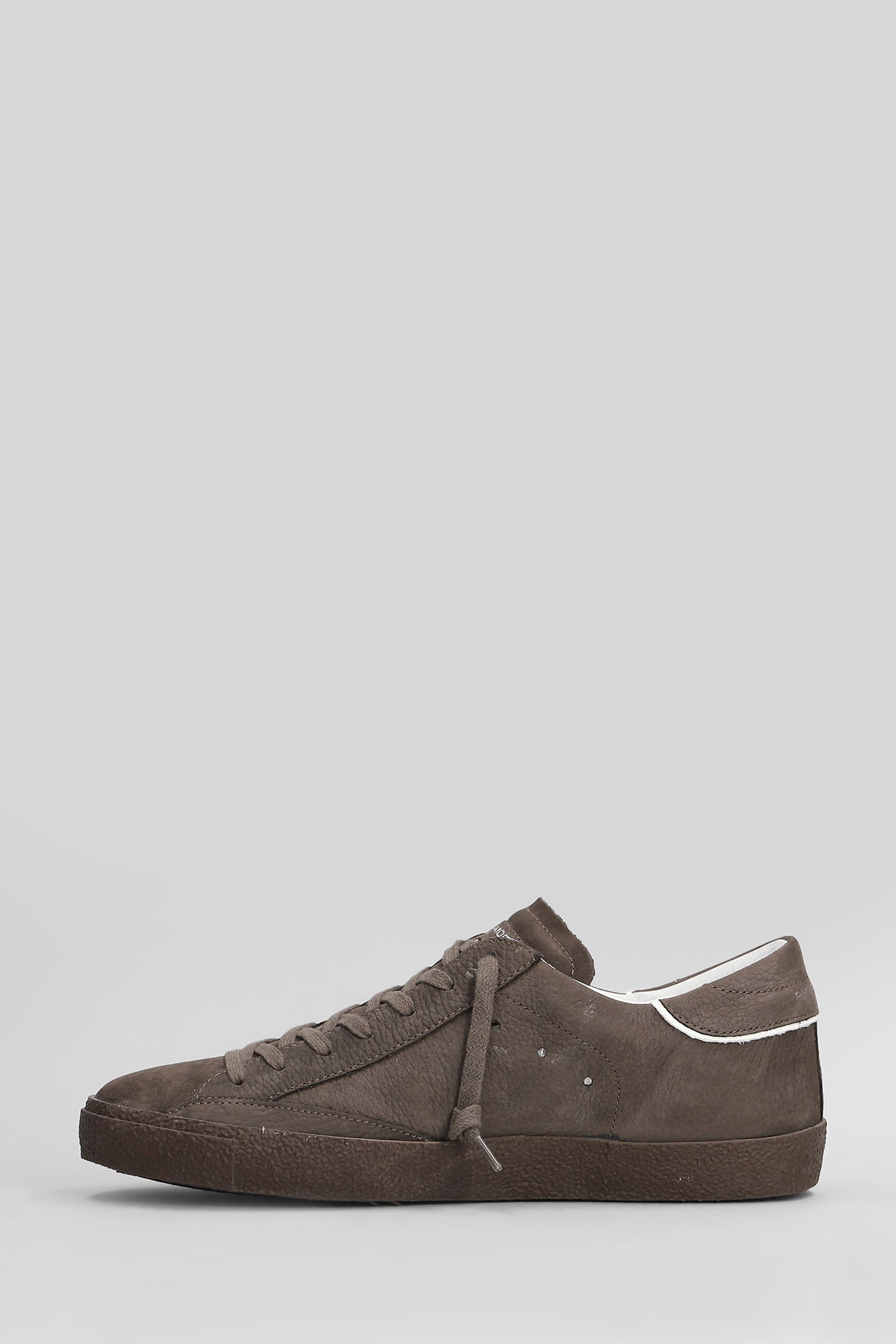 Philippe Model Prsx Low Sneakers In Brown Suede And Leather In Brown
