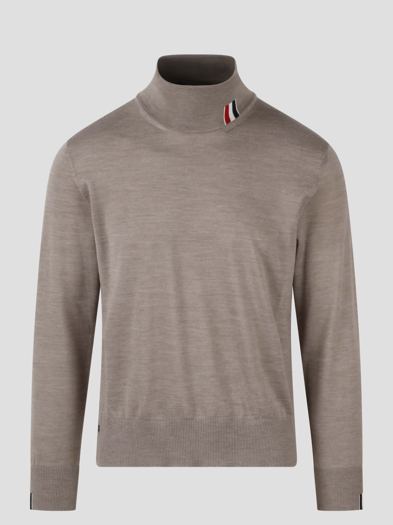 Shop Thom Browne Rwb Stripe Intarsia Turtleneck Pullover In Brown