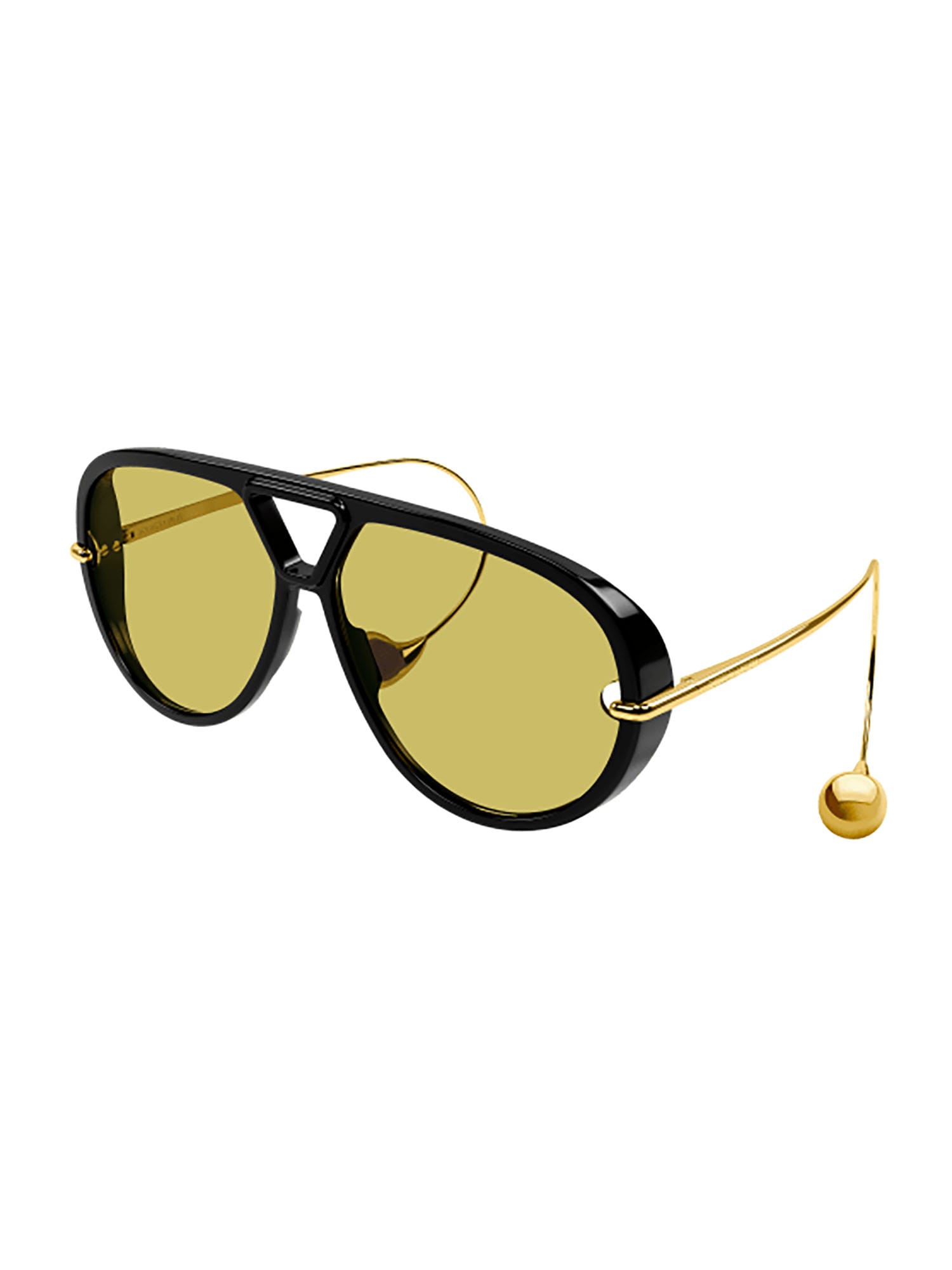 Shop Bottega Veneta Bv1273s Sunglasses In Black Gold Yellow