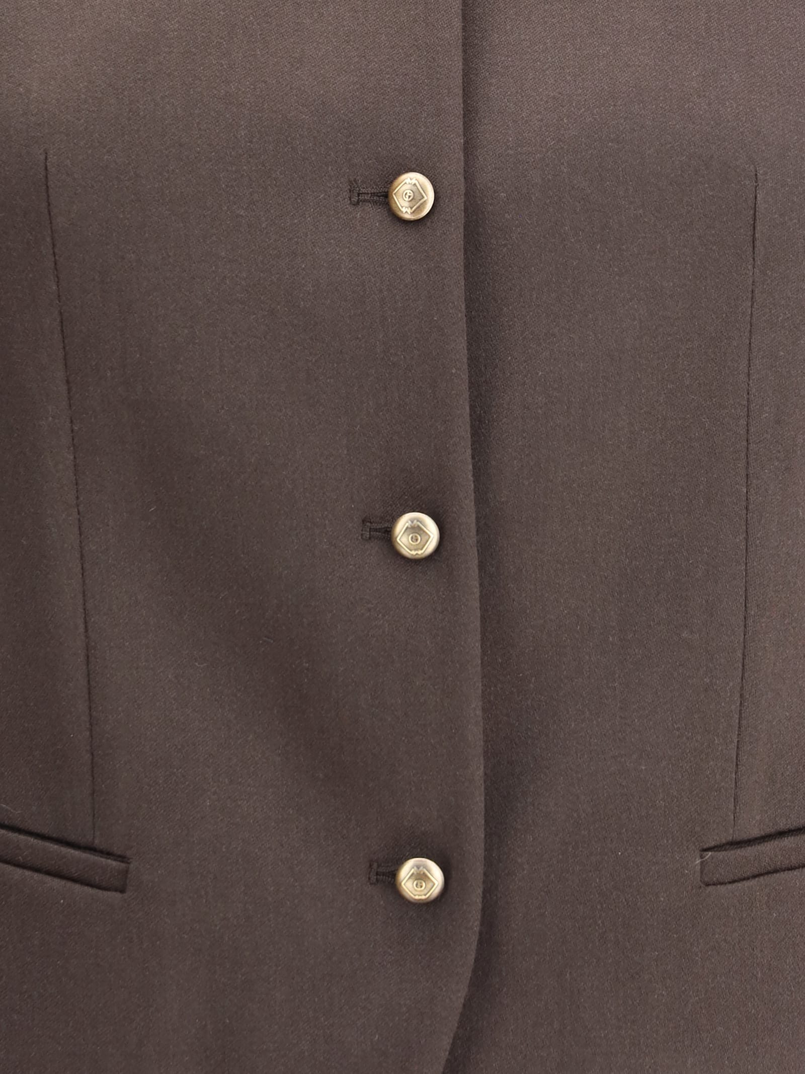 Giorgio Armani Women Single-breasted Hemp And Viscose Vest In Brown
