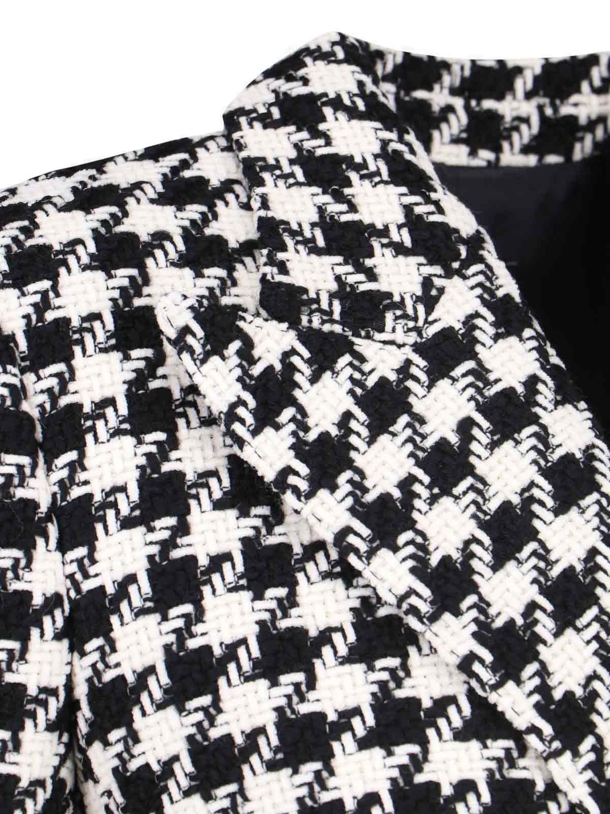 Shop Dolce & Gabbana Double-breasted Houndstooth Jacket In Black/white