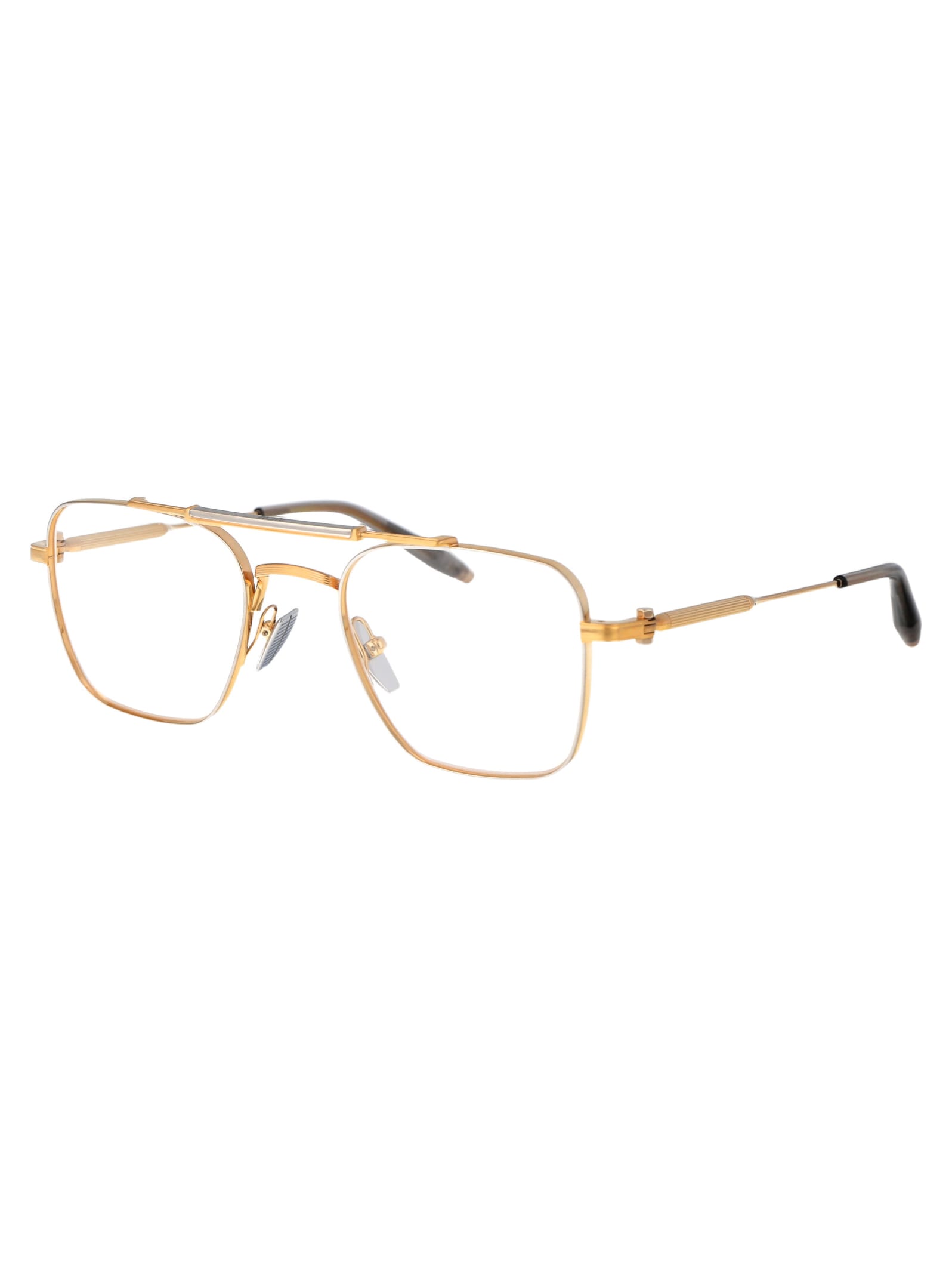Shop Akoni Europa Glasses In Brushed Gold And Silver- Grey Crystal