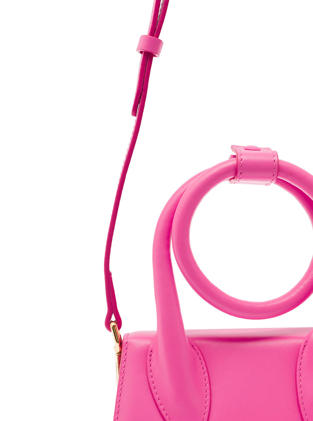 Shop Jacquemus Le Chiquito Noeud Fuchsia Crossbody Bag With Logo Detail In Leather Woman