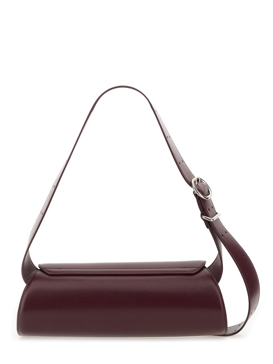 Jil Sander Small Rectangular Shoulder Bag With Adjustable Strap In Burgundy