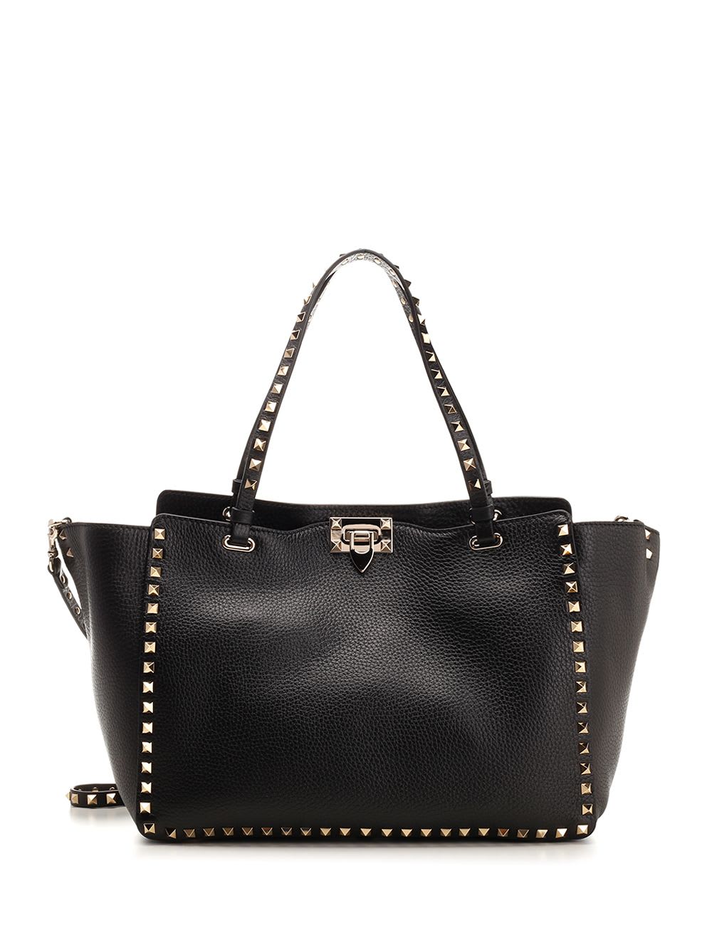 Shop Valentino Rockstud Medium Shopping Bag In Black