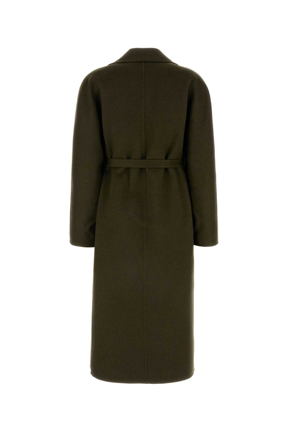 Shop Ferragamo Olive Green Wool Blend Coat