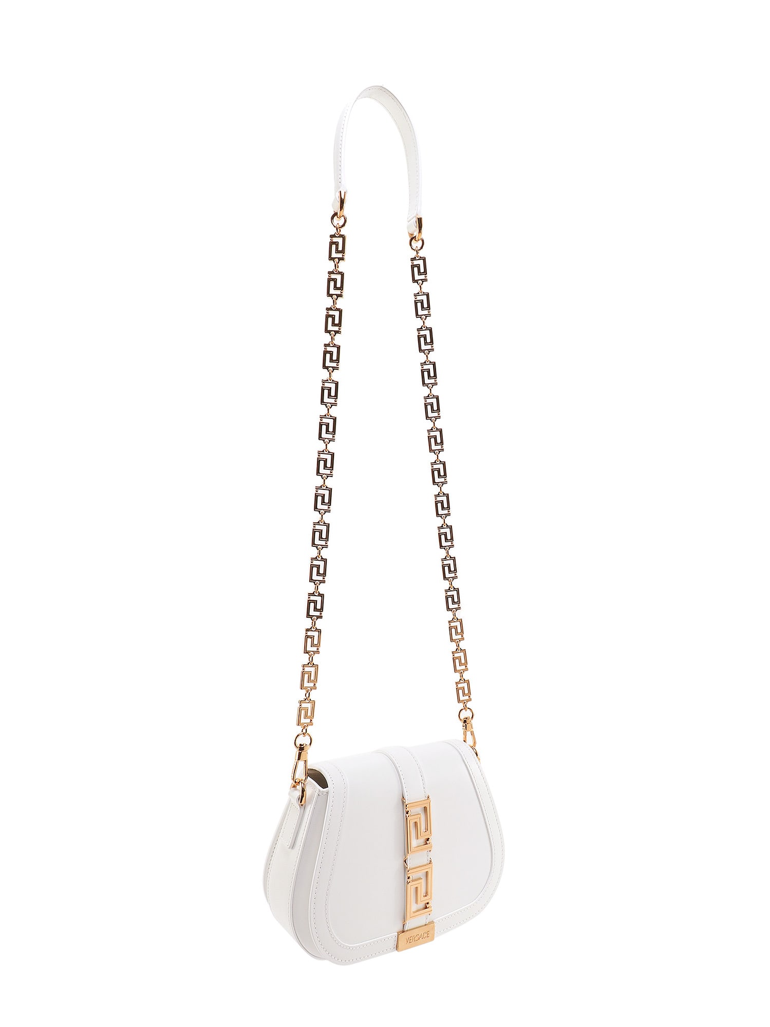 Shop Versace Greca Goddess Shoulder Bag In Bianco