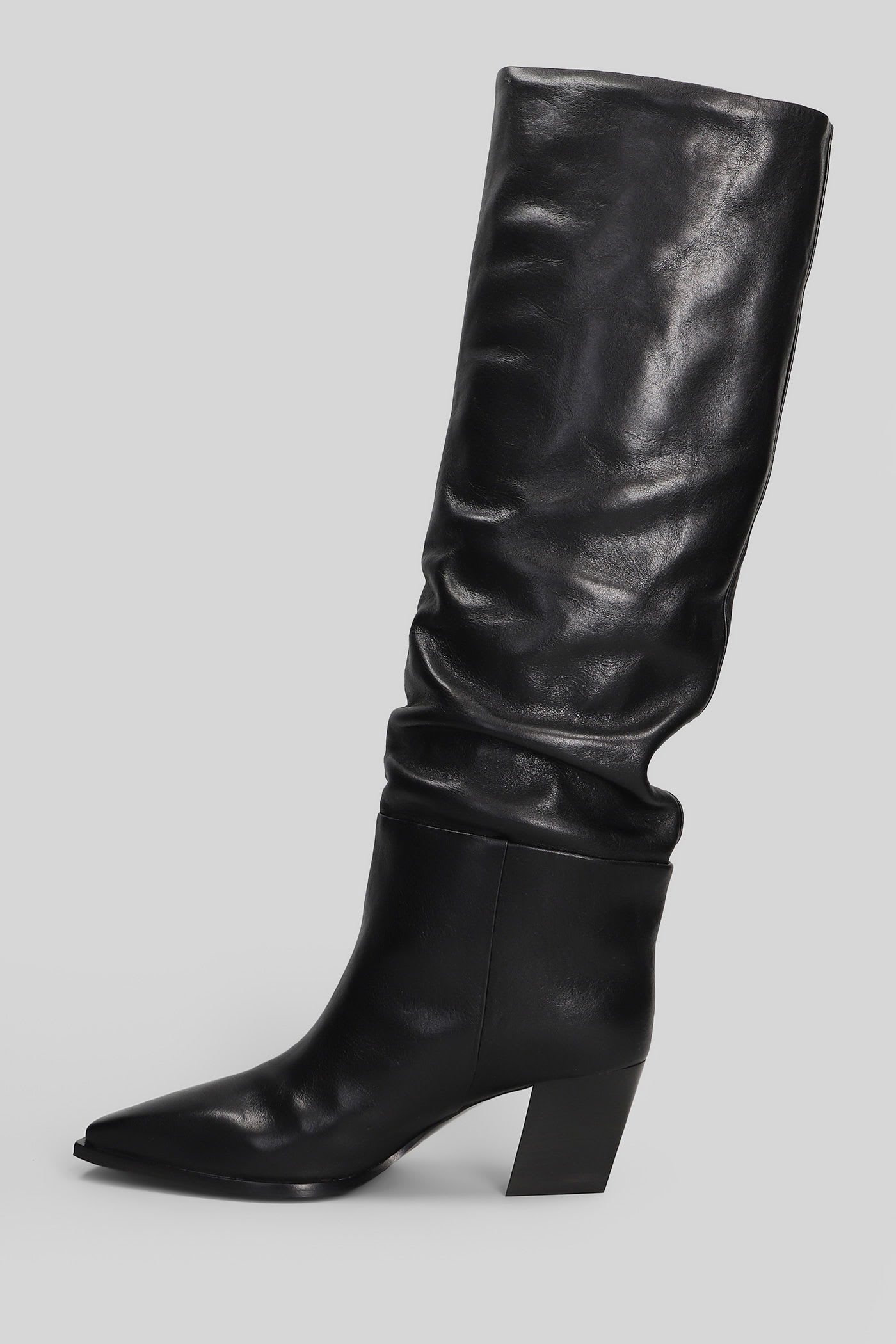 Jimmy Choo Hart 60 High Heels Boots In Black Leather In Black